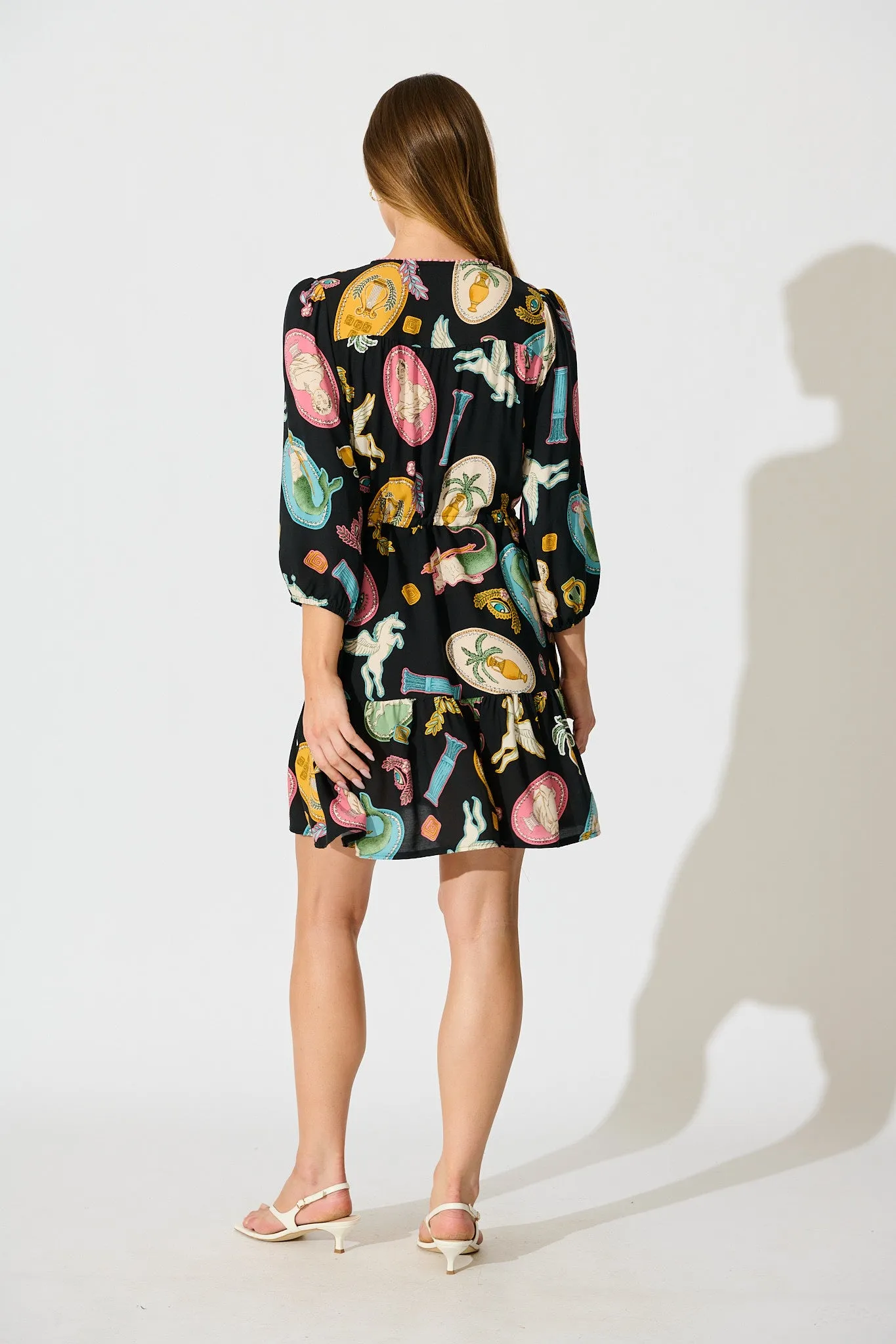 Ailany Dress in Black with Multi Print sold by St Frock product image thumbnail 4
