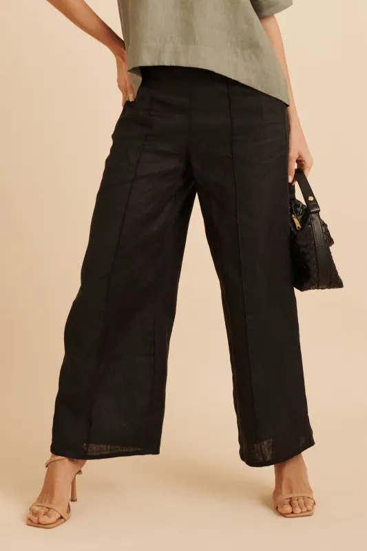 Halara Pant in Black Linen sold by St Frock