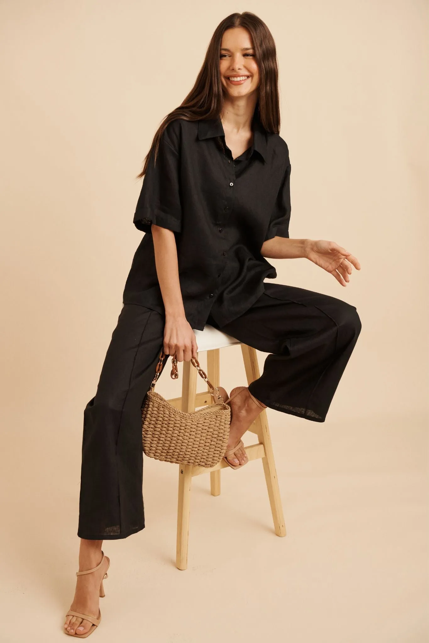 Halara Pant in Black Linen sold by St Frock product image thumbnail 2