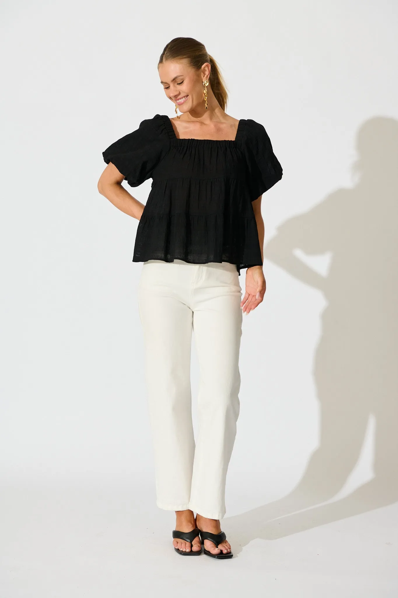 Carlene Top in Black Cotton sold by St Frock product image thumbnail 5
