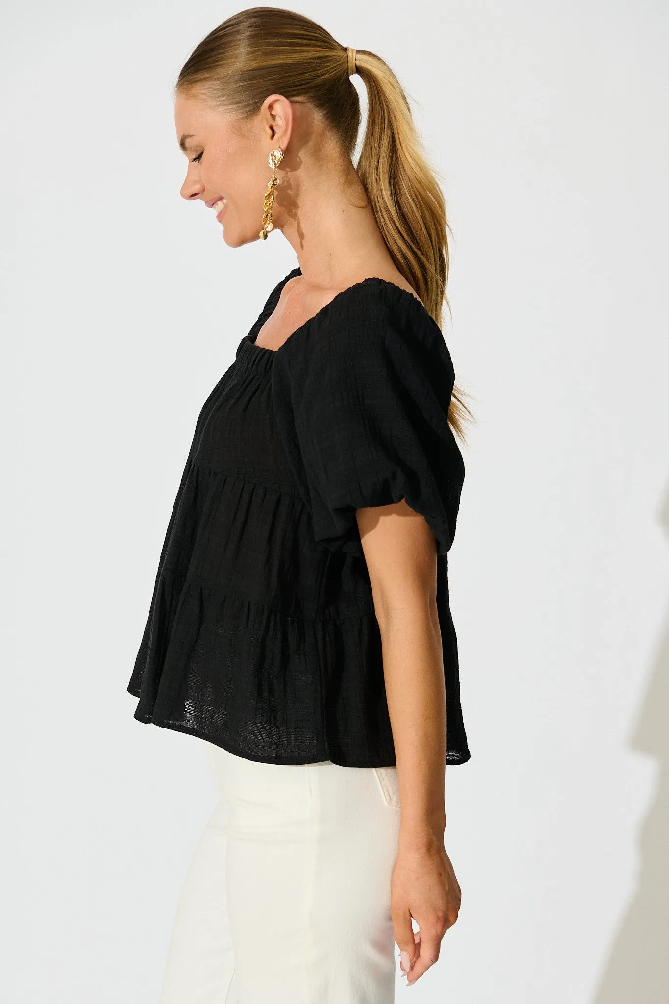 Carlene Top in Black Cotton sold by St Frock product image thumbnail 3