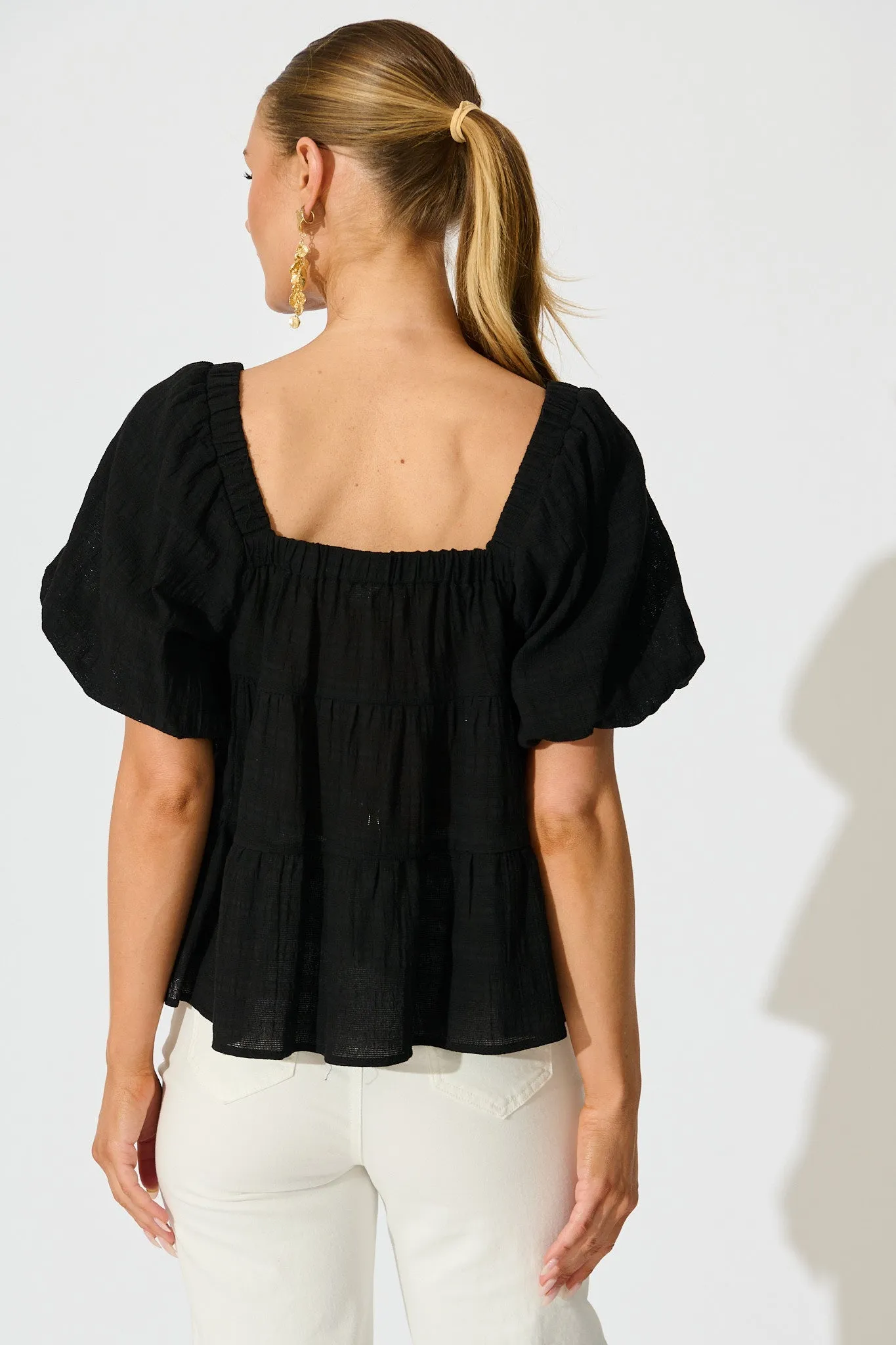 Carlene Top in Black Cotton sold by St Frock product image thumbnail 4