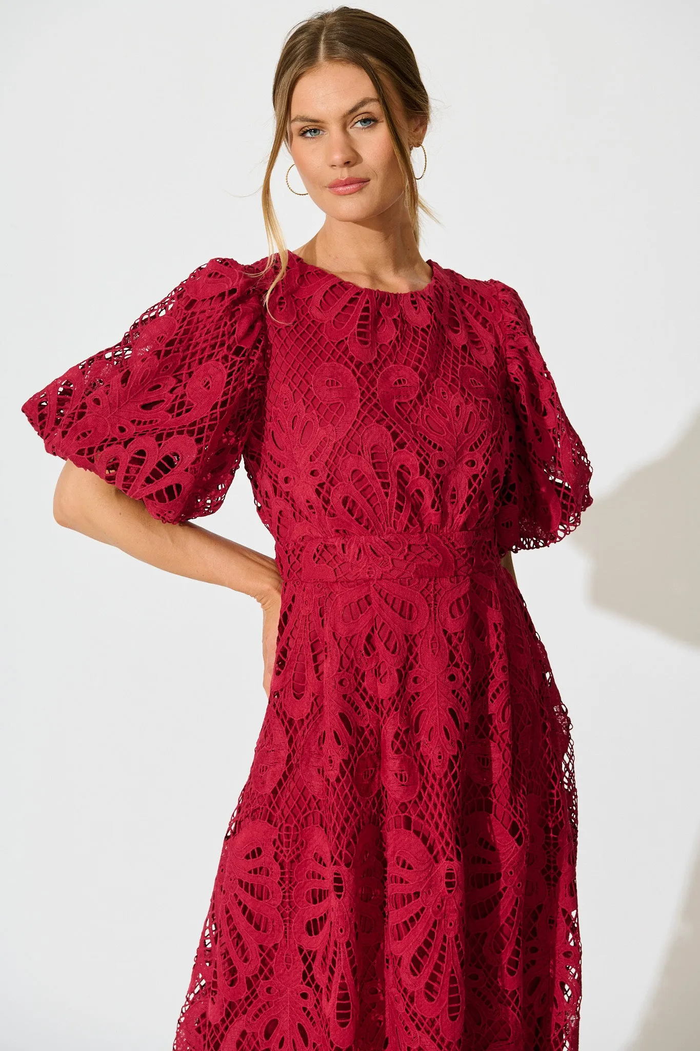 PRE ORDER Ethereal Whisper Lace Maxi Dress in Wine sold by St Frock product image thumbnail 2