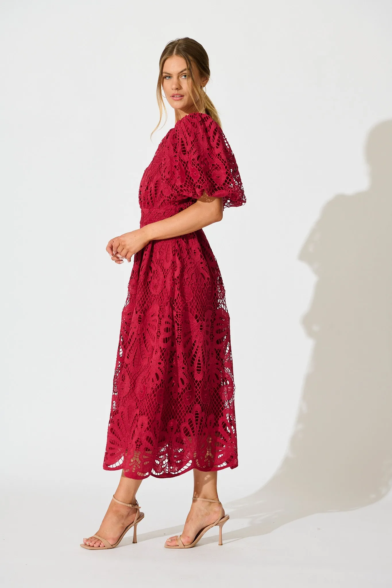 PRE ORDER Ethereal Whisper Lace Maxi Dress in Wine sold by St Frock product image thumbnail 3