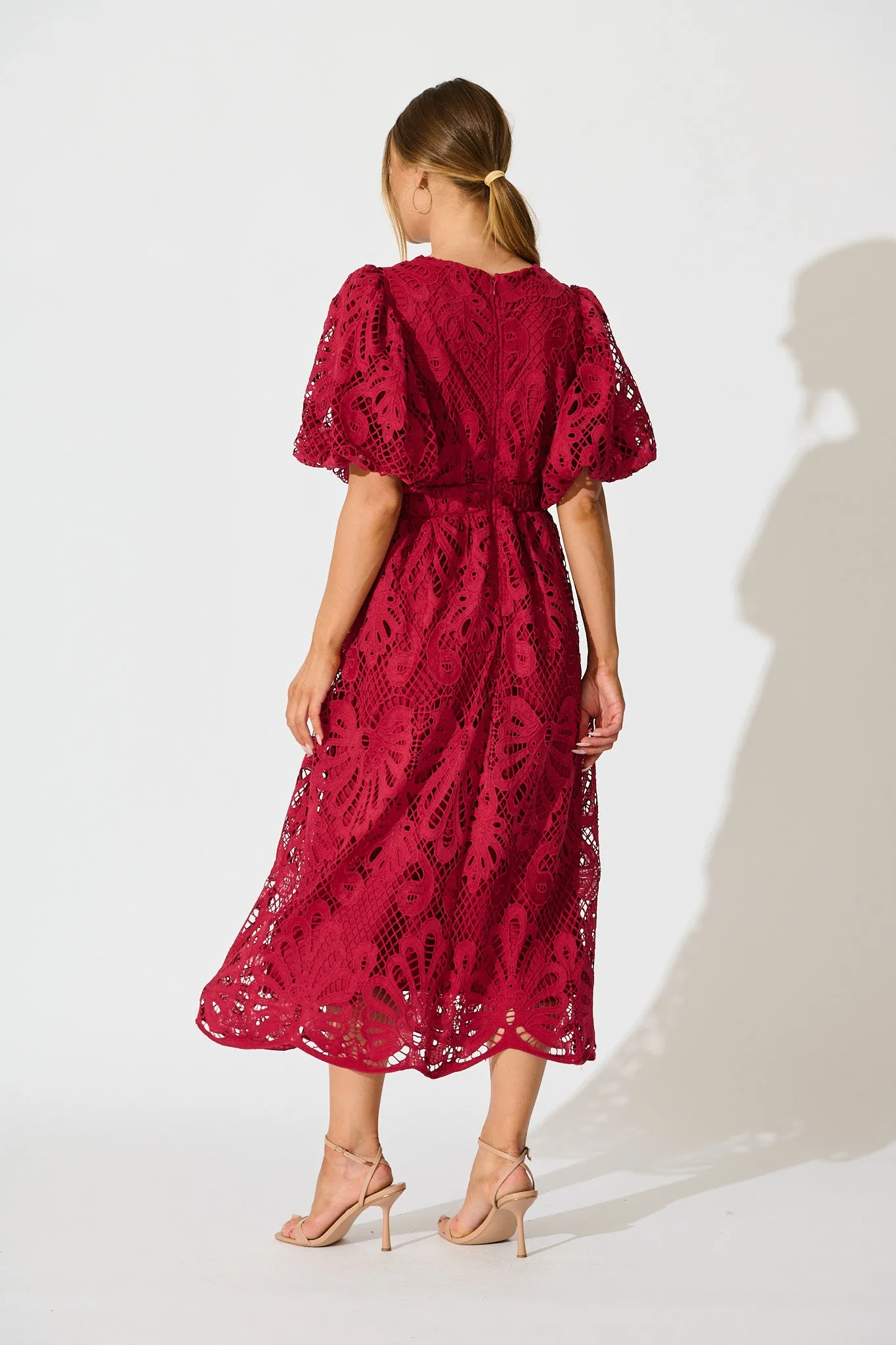 PRE ORDER Ethereal Whisper Lace Maxi Dress in Wine sold by St Frock product image thumbnail 4