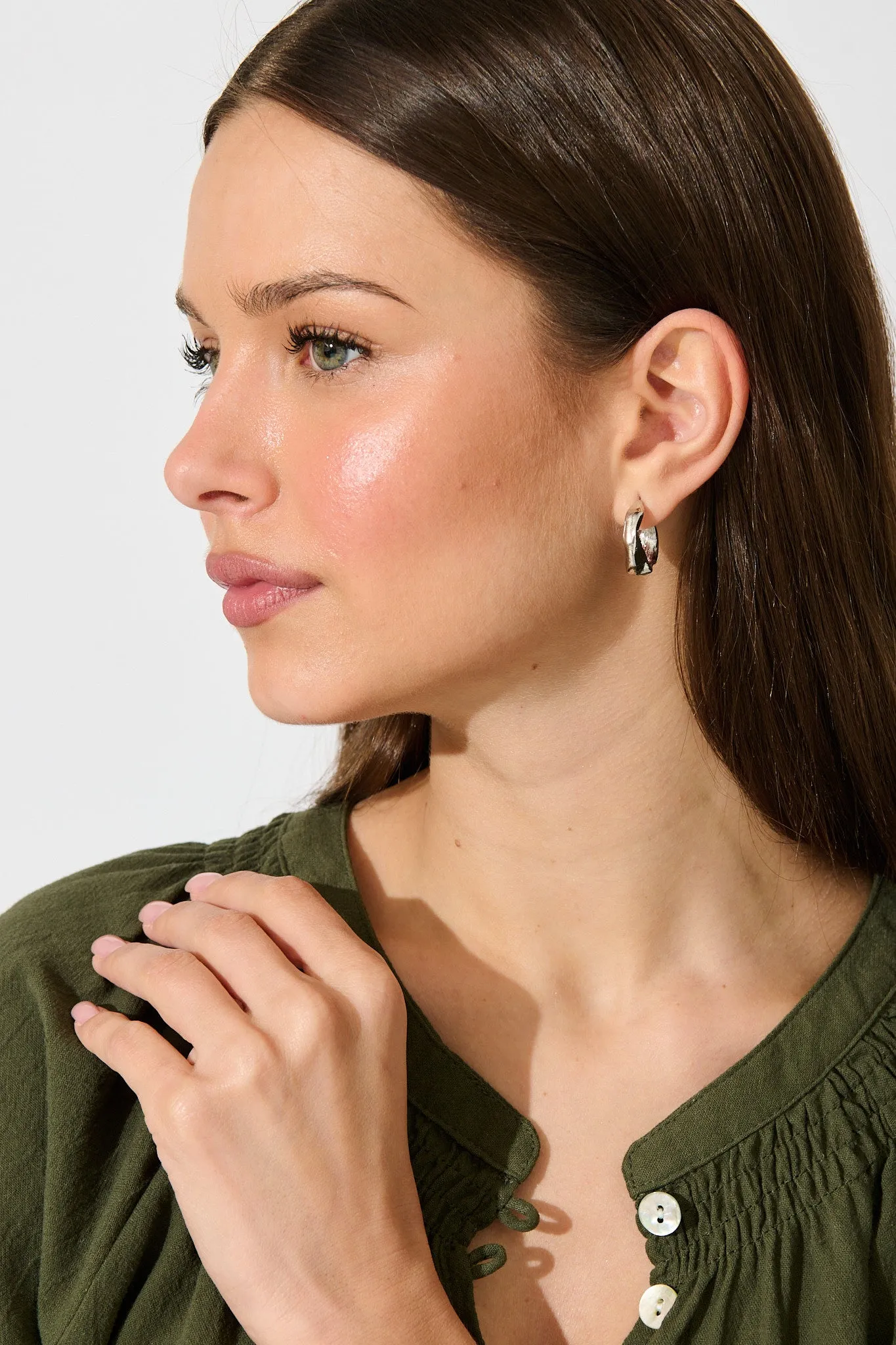 Stare Hoop Earrings in Silver sold by St Frock product image thumbnail 2