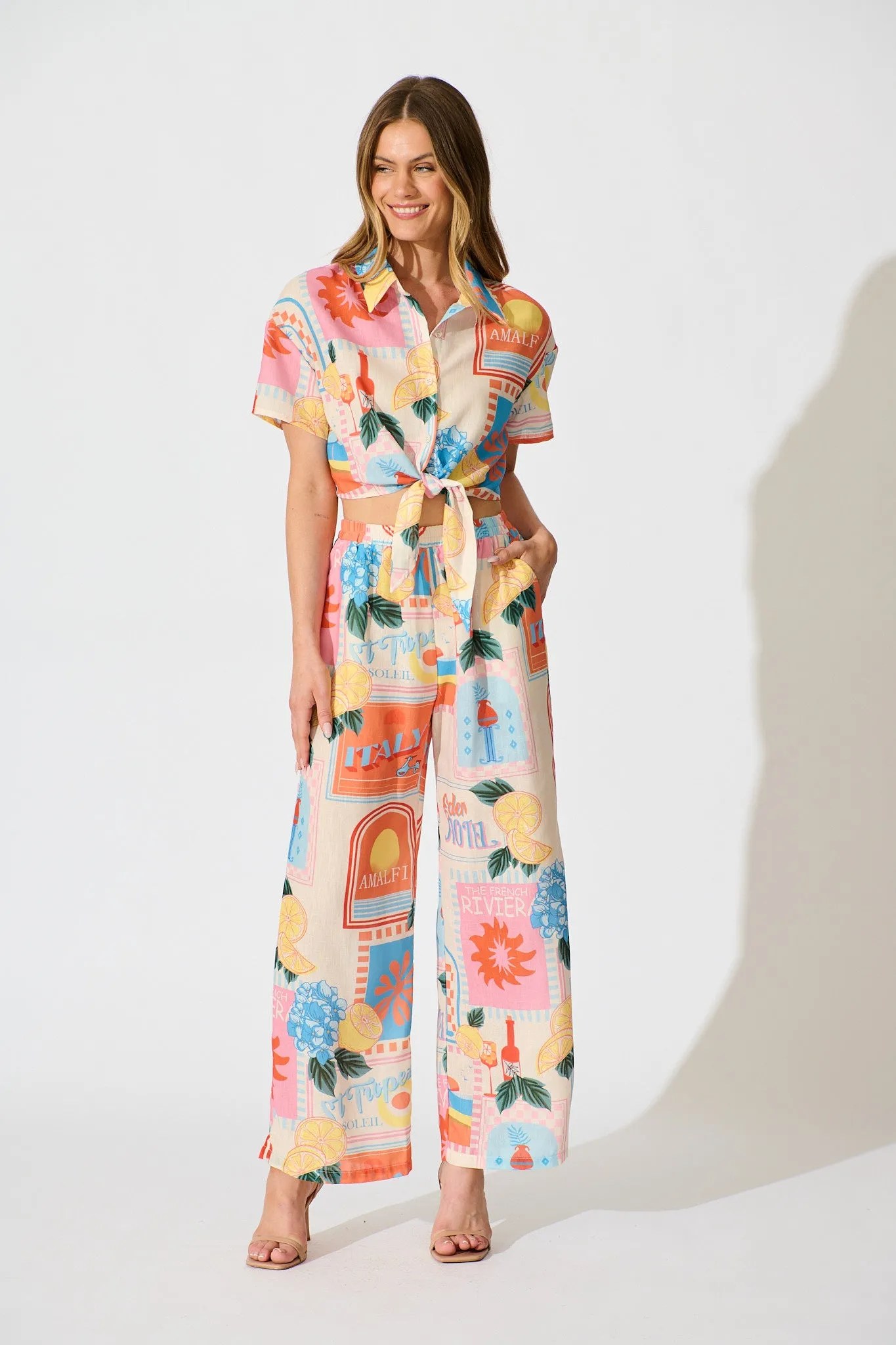 Tindra Pant in Multi Patchwork Lemon Print sold by St Frock product image thumbnail 5