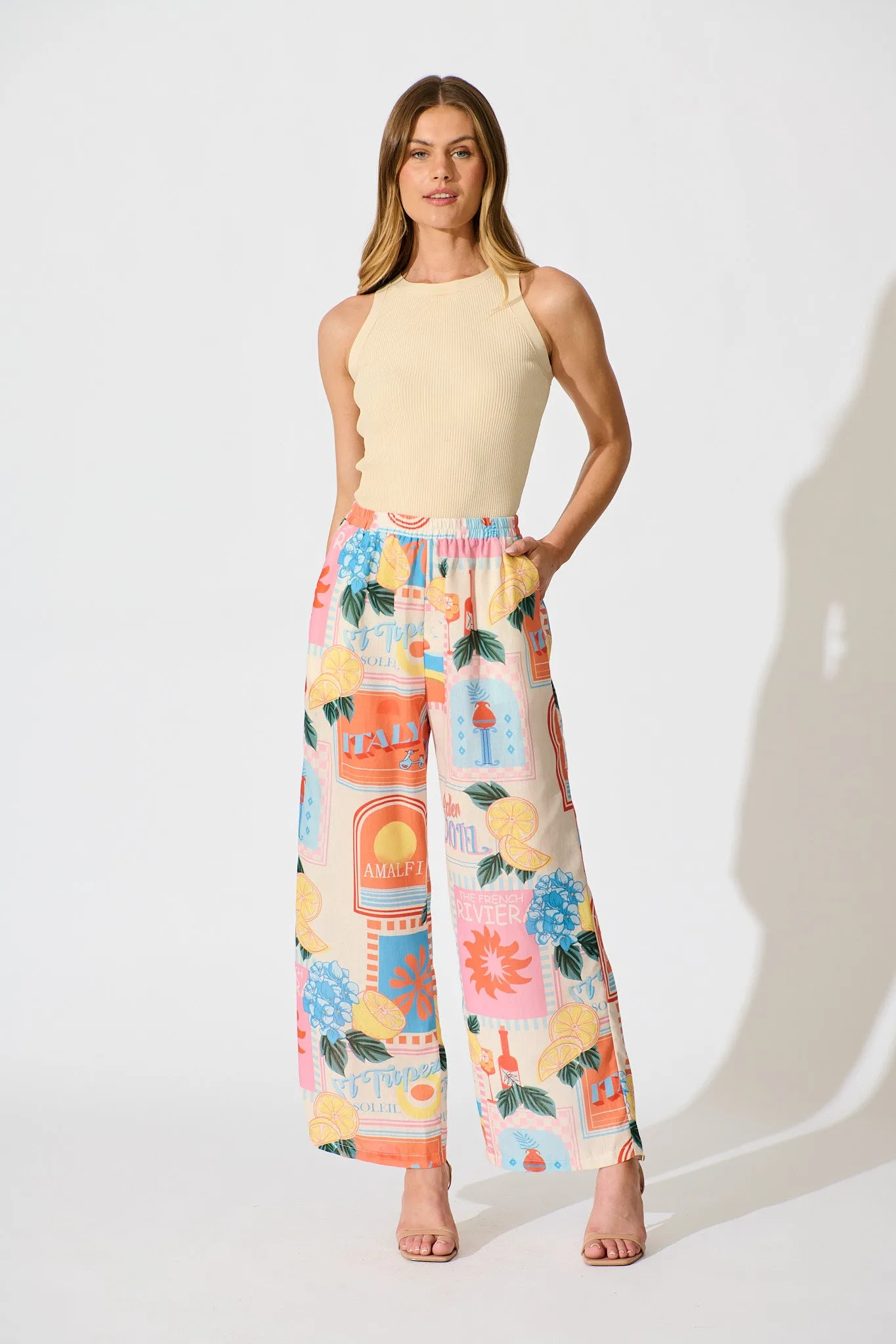 Tindra Pant in Multi Patchwork Lemon Print sold by St Frock product image thumbnail 4