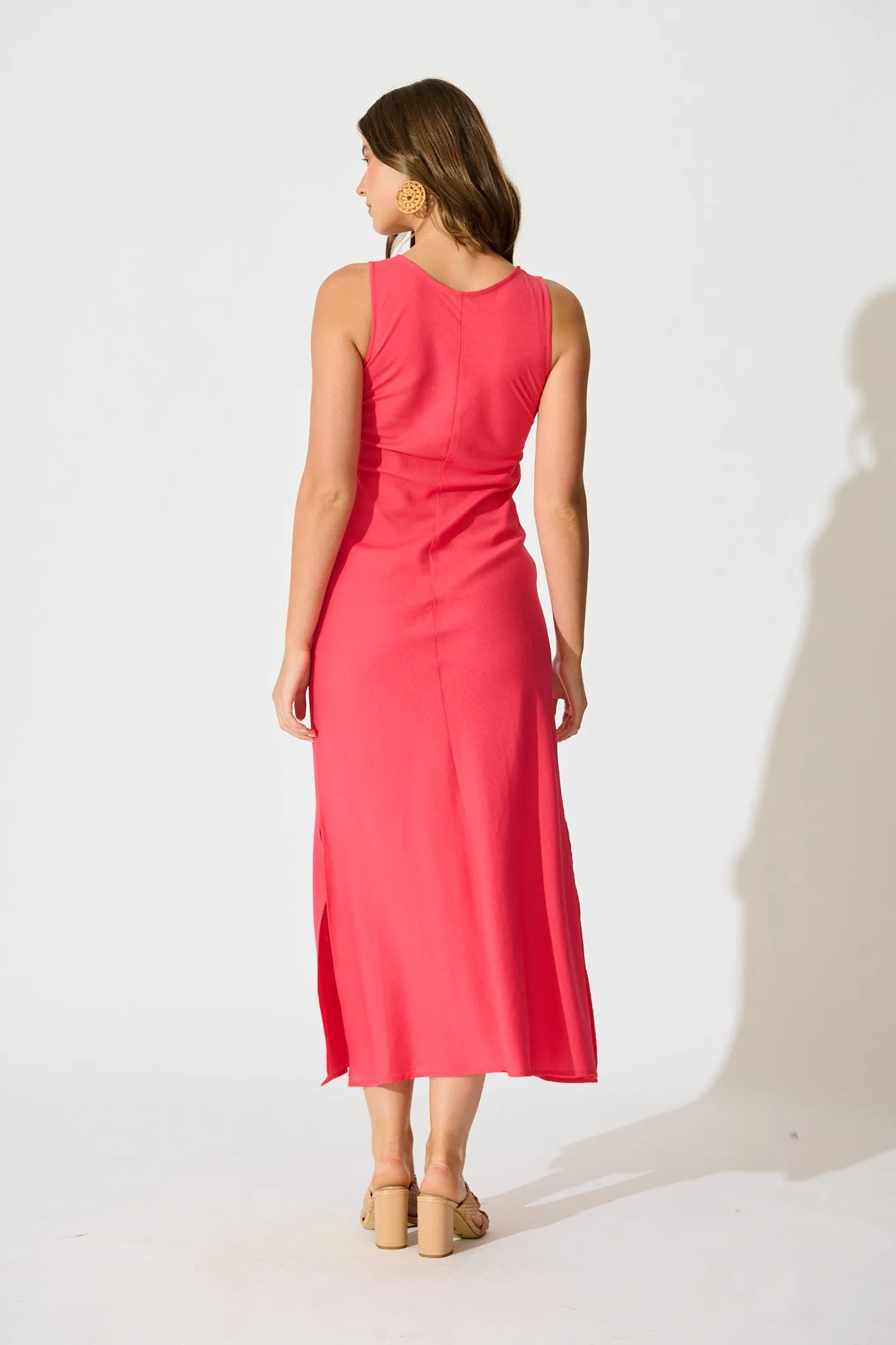 Mylah Maxi Dress in Pink Linen Blend sold by St Frock product image thumbnail 4