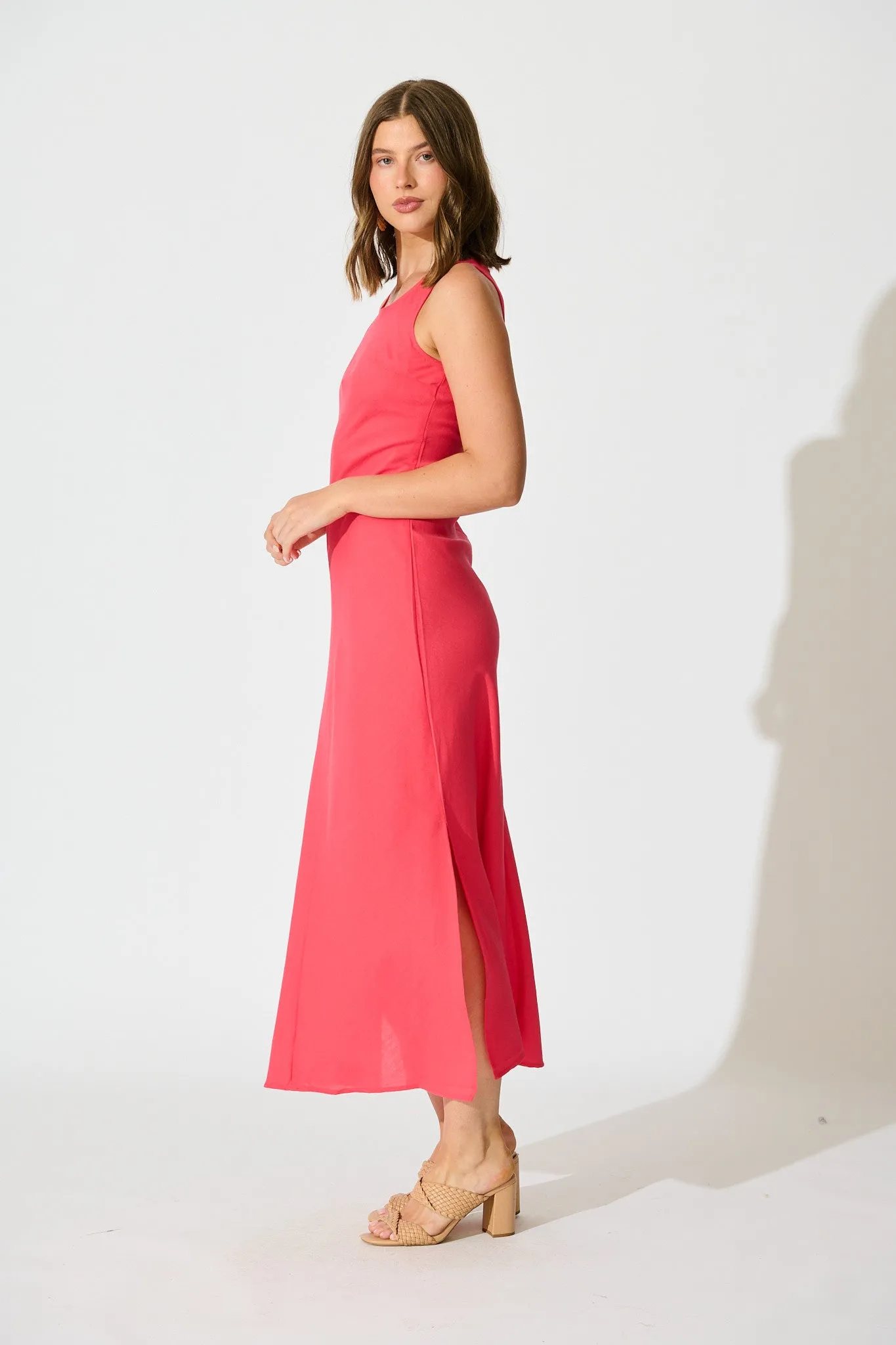 Mylah Maxi Dress in Pink Linen Blend sold by St Frock product image thumbnail 3