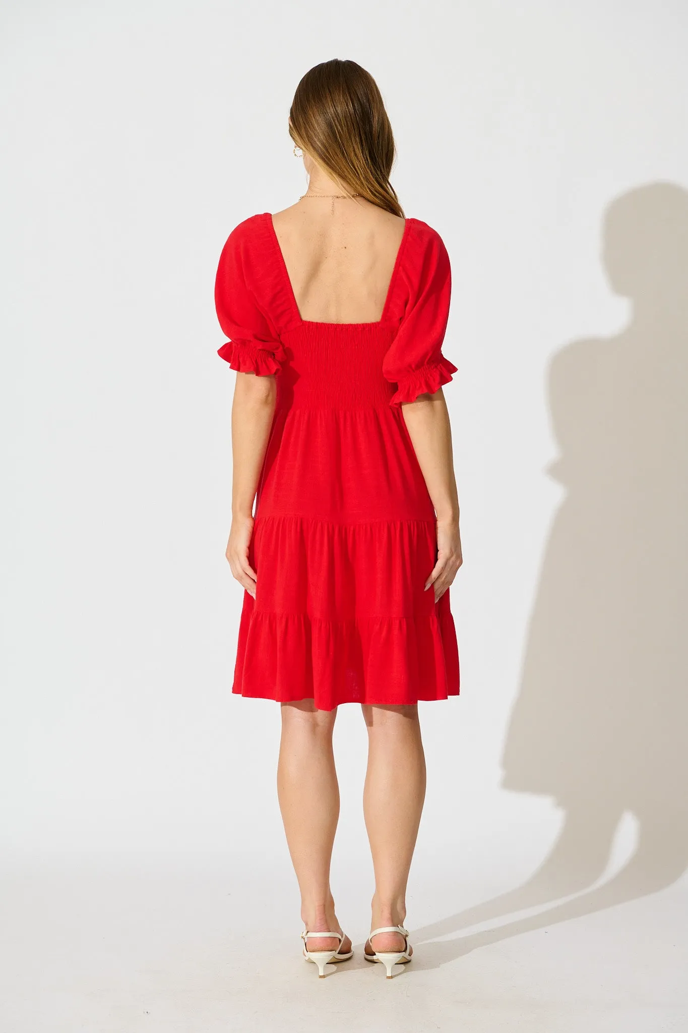 Cella Dress in Red Linen Blend sold by St Frock product image thumbnail 5