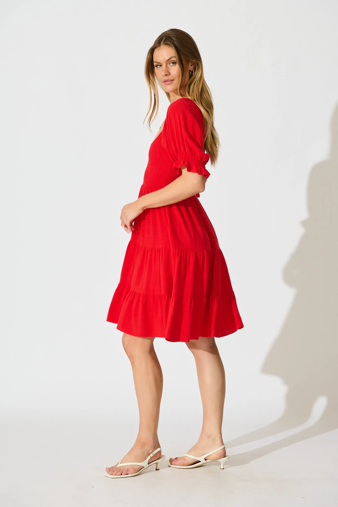 Cella Dress in Red Linen Blend sold by St Frock product image thumbnail 4