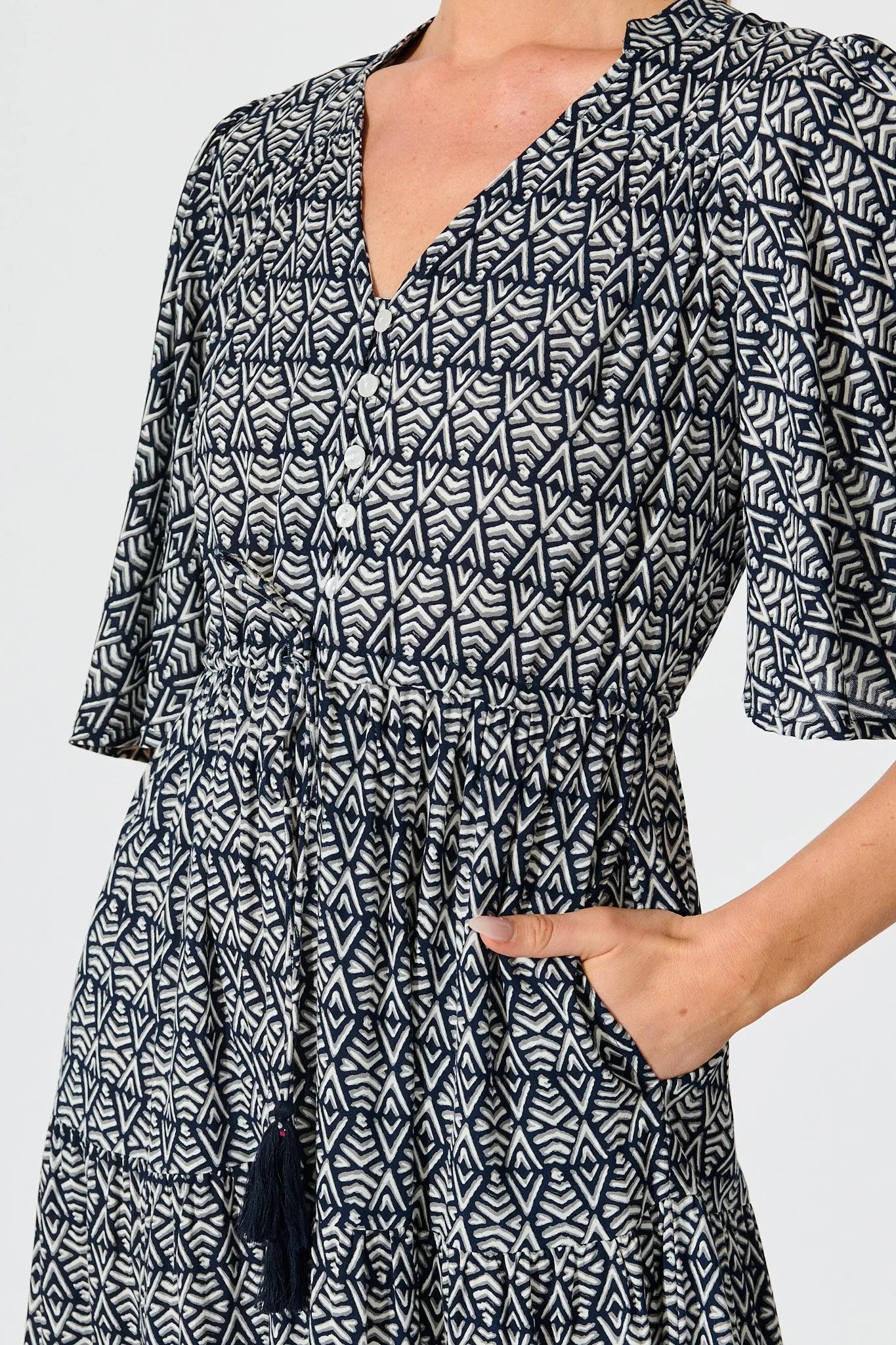 Kastor Maxi Dress in Navy Multi Print sold by St Frock product image thumbnail 5