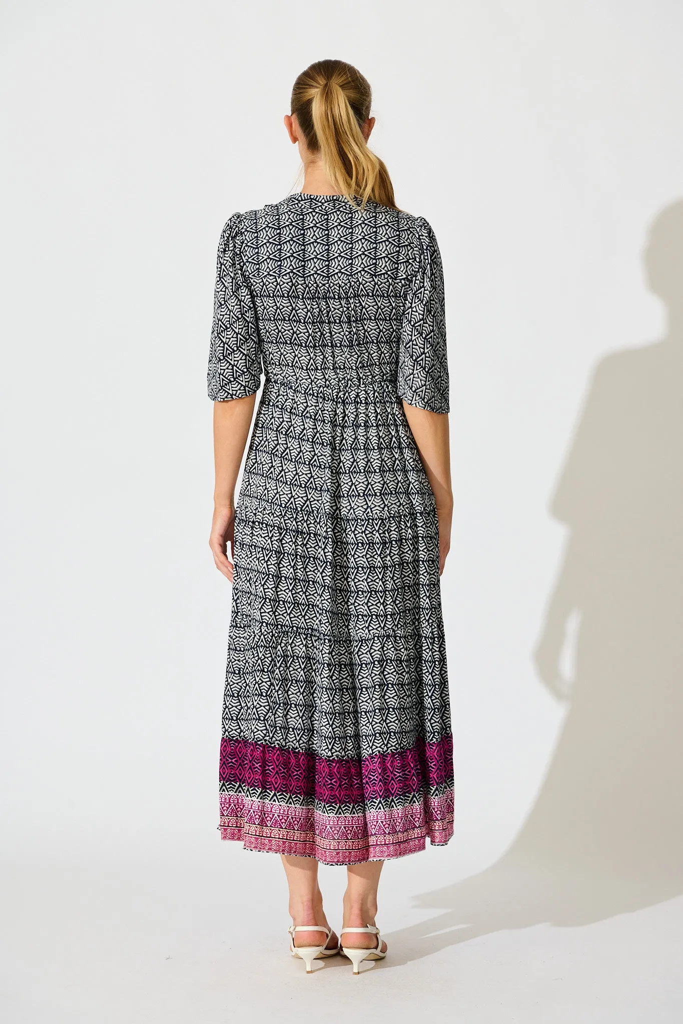Kastor Maxi Dress in Navy Multi Print sold by St Frock product image thumbnail 4