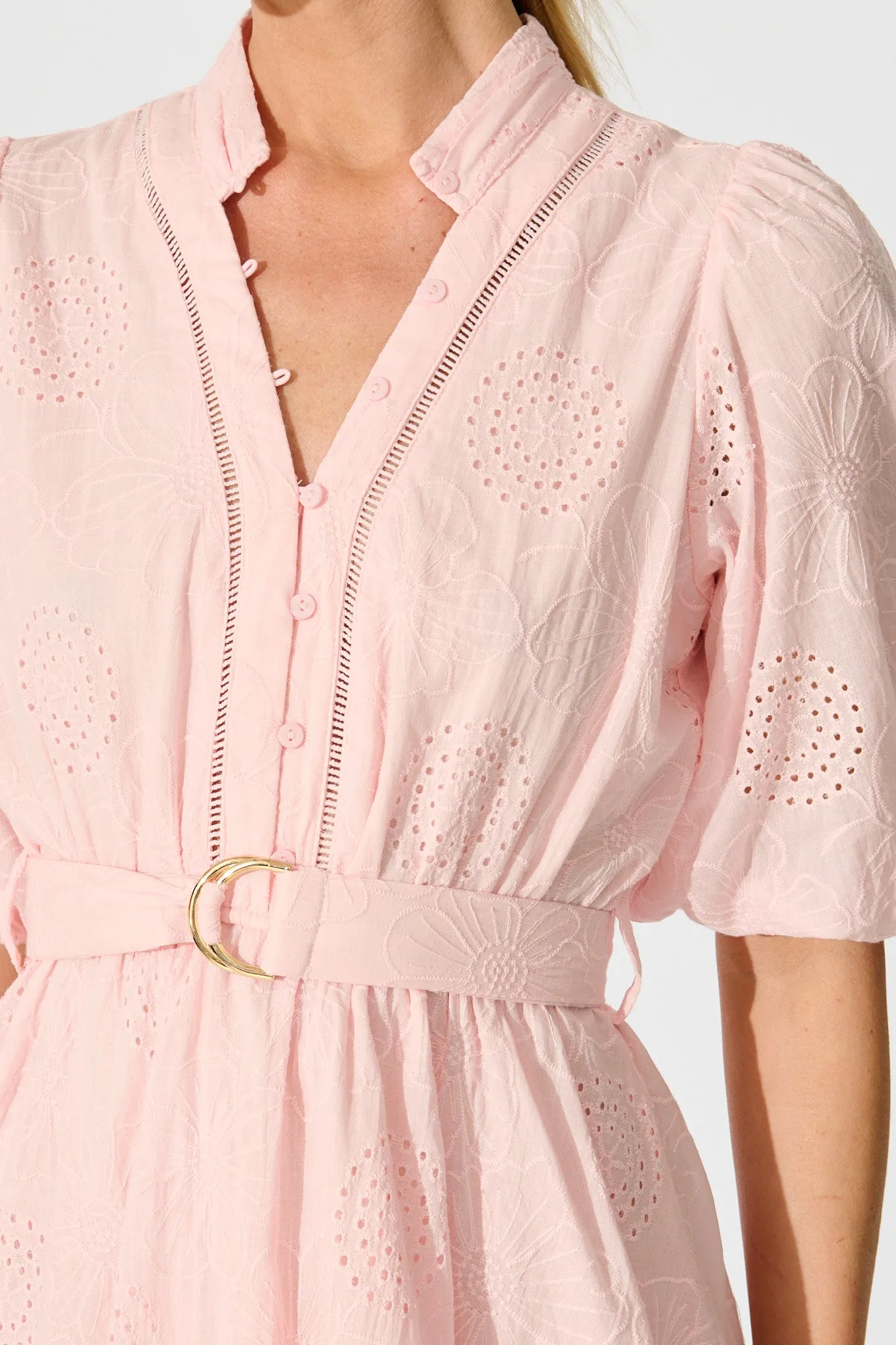 Ashlan Dress in Pink Floral Broderie Cotton sold by St Frock product image thumbnail 5