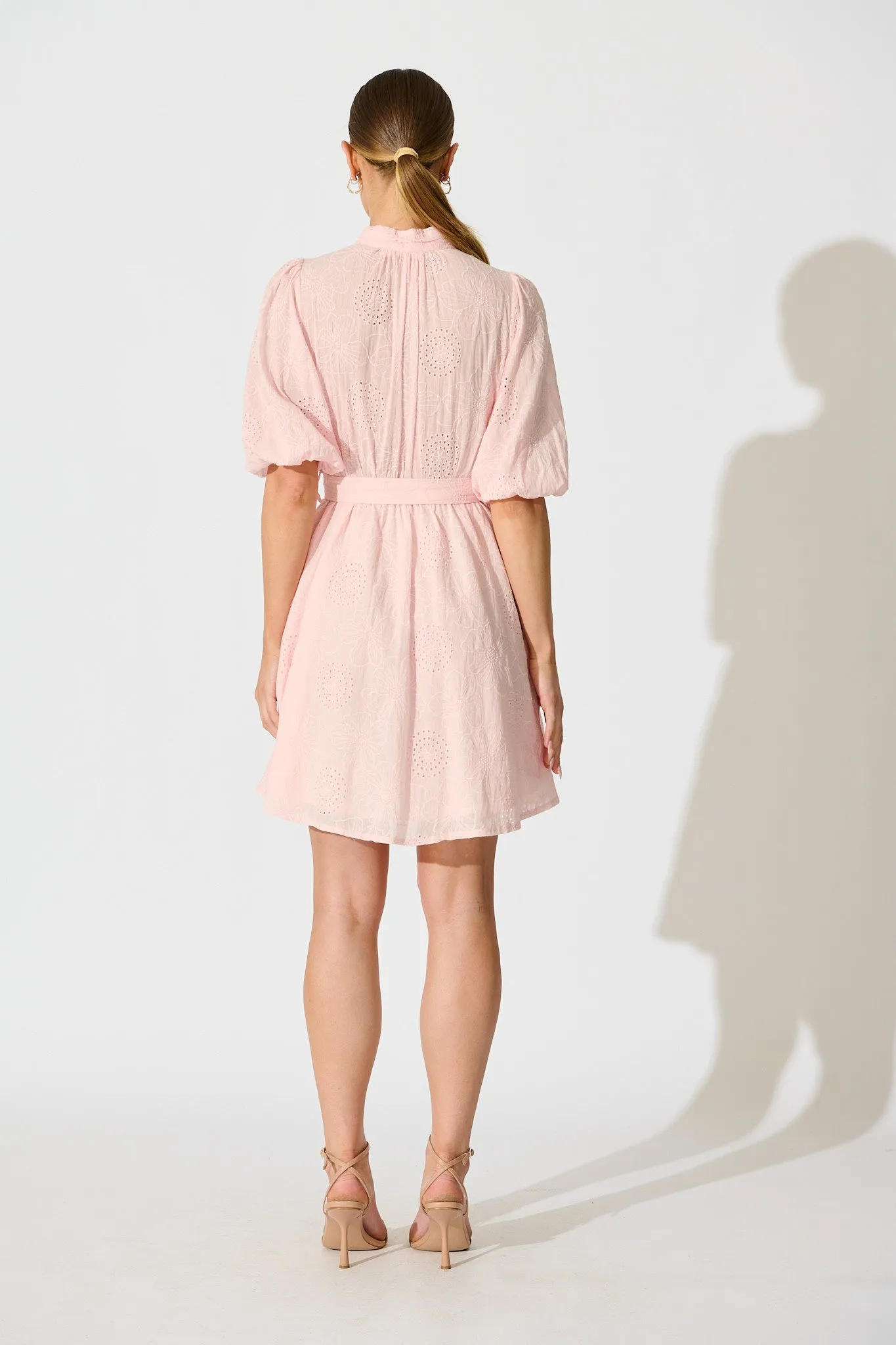 Ashlan Dress in Pink Floral Broderie Cotton sold by St Frock product image thumbnail 4