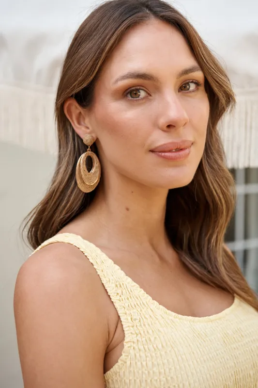 Tahlia Drop Earrings in Natural Raffia sold by St Frock