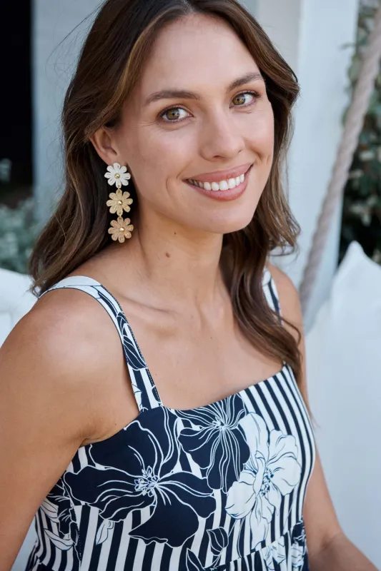 Rara Raffia Drop Earrings in Multi Brown sold by St Frock