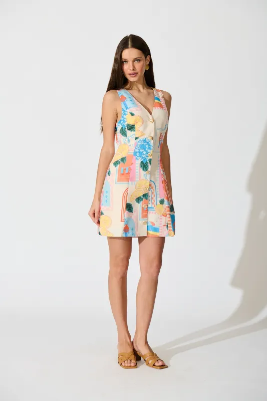 Avelina Dress in Multi Patchwork Lemon Print sold by St Frock