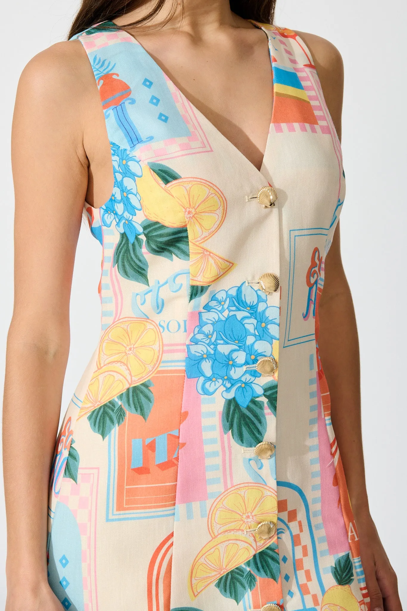 Avelina Dress in Multi Patchwork Lemon Print sold by St Frock product image thumbnail 5