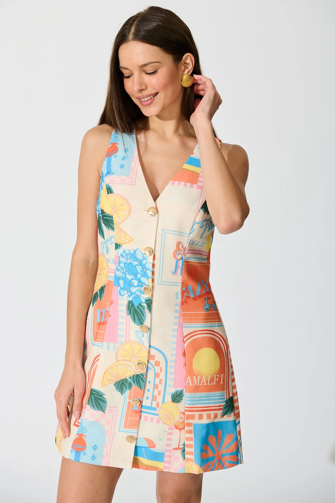 Avelina Dress in Multi Patchwork Lemon Print sold by St Frock product image thumbnail 2