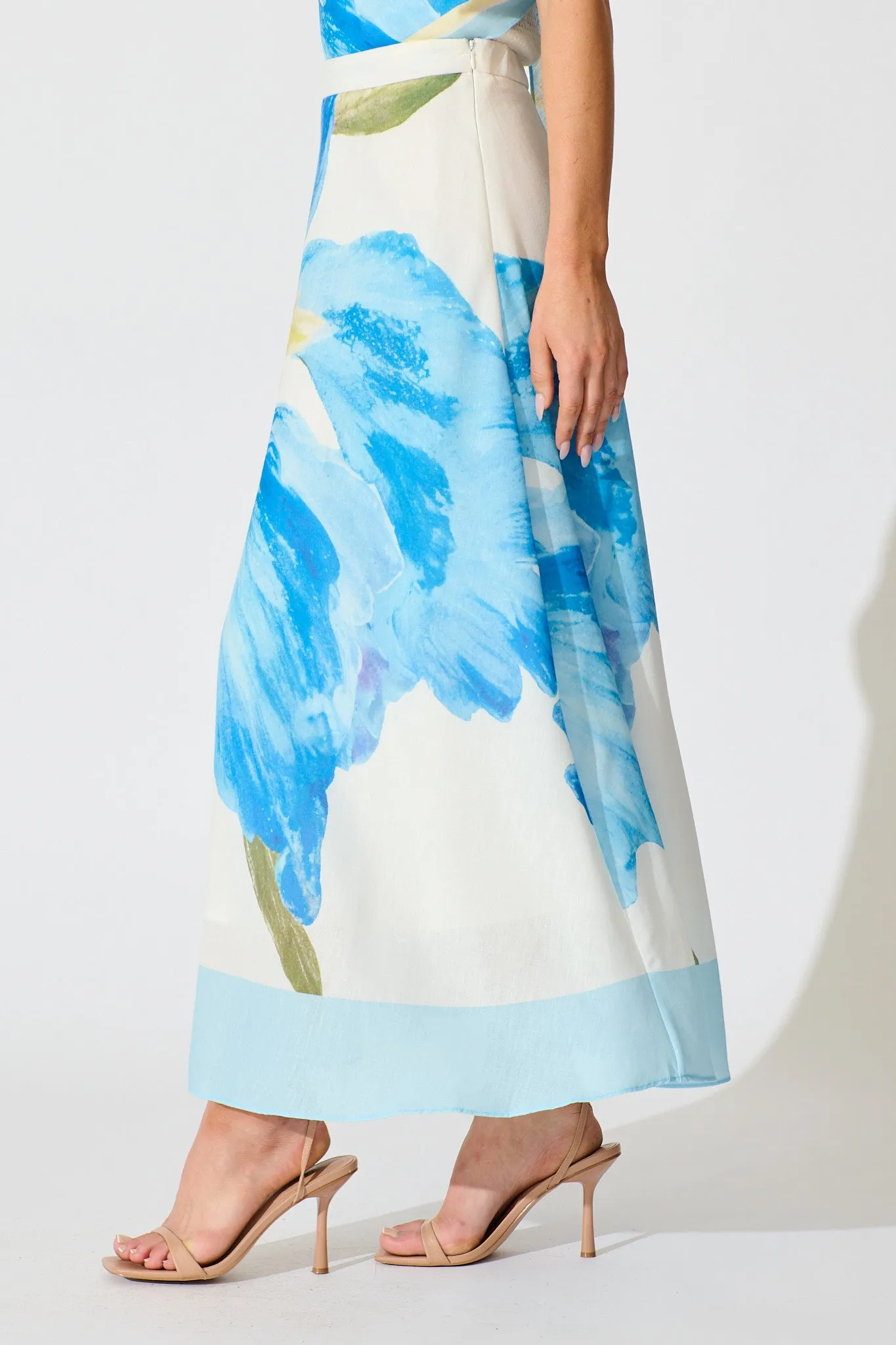 Mireya Maxi Skirt in Blue Floral sold by St Frock product image thumbnail 2