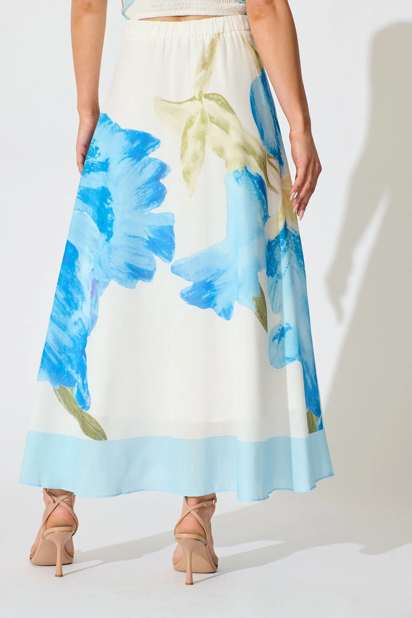 Mireya Maxi Skirt in Blue Floral sold by St Frock product image thumbnail 3