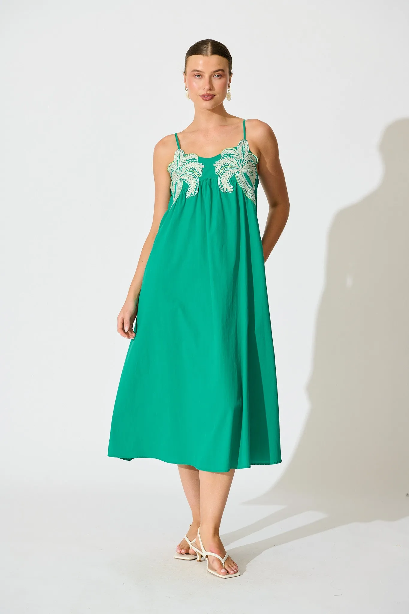Palmera Midi Sundress in Teal Cotton sold by St Frock product image thumbnail 3