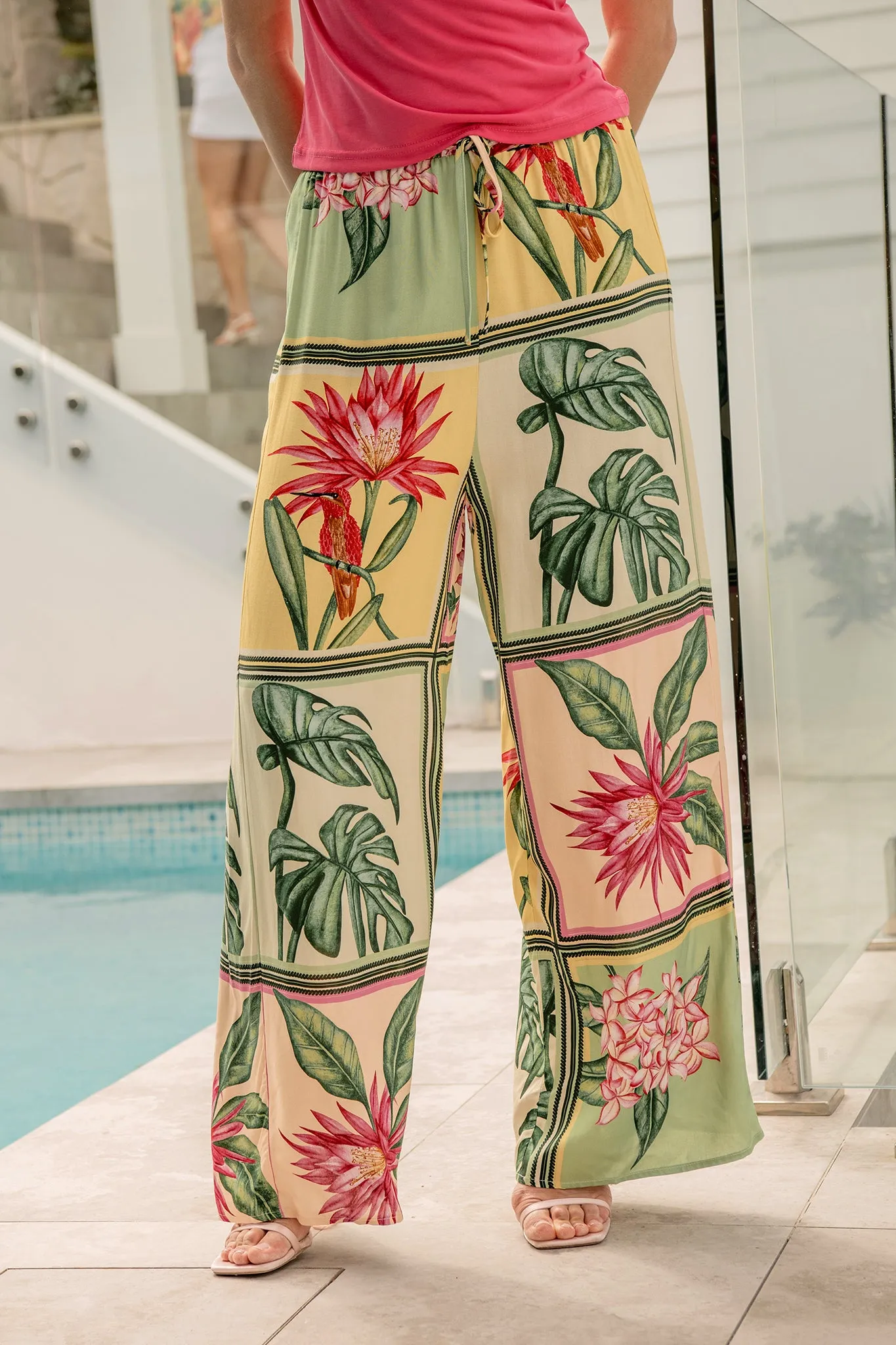 Floral Haze Pant in Yellow Multi Tile Print sold by St Frock