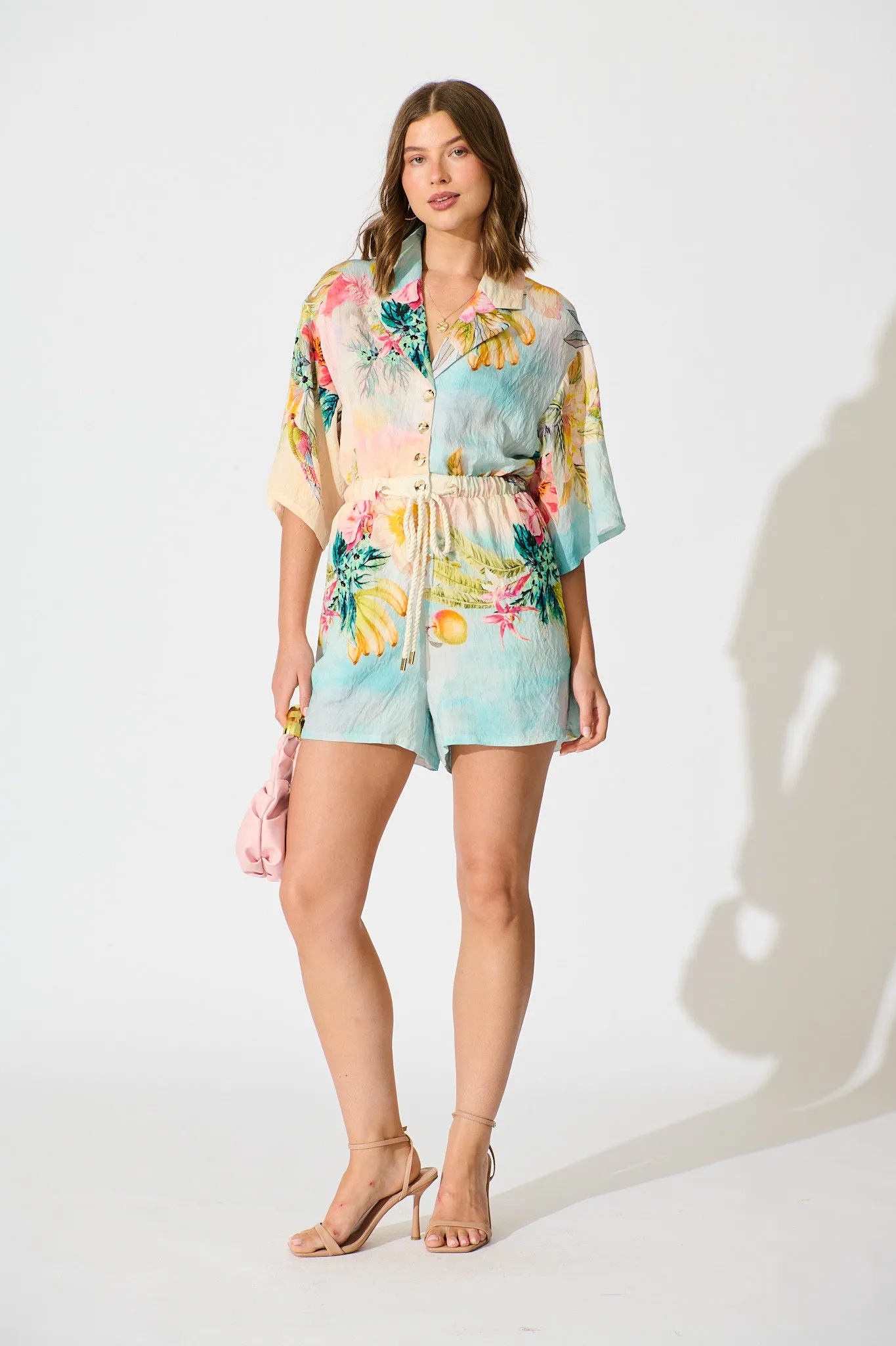 Island Dreamscape Playsuit in Multi Tropical Floral Print sold by St Frock product image thumbnail 3