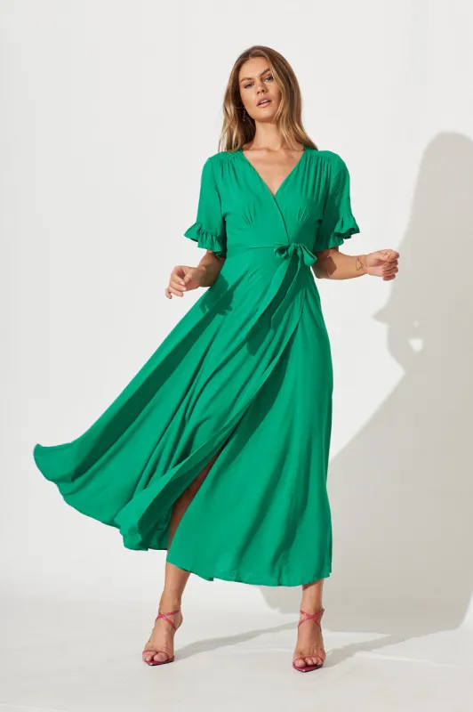 Rondal Maxi Wrap Dress In Green sold by St Frock