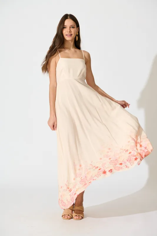 Dusky Petals Maxi Sundress in Pink with Floral Print sold by St Frock