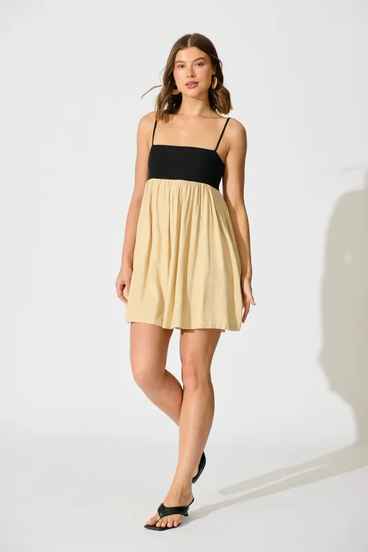 Janiya Sundress in Black and Beige sold by St Frock
