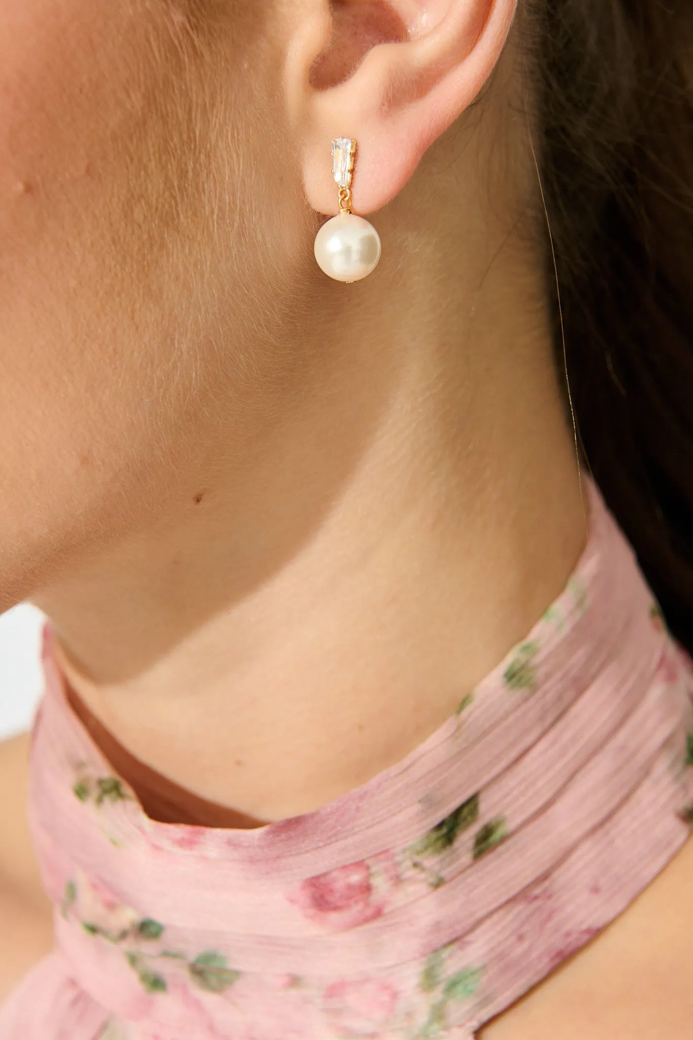 Elise Earrings in Gold with Pearl sold by St Frock product image thumbnail 3