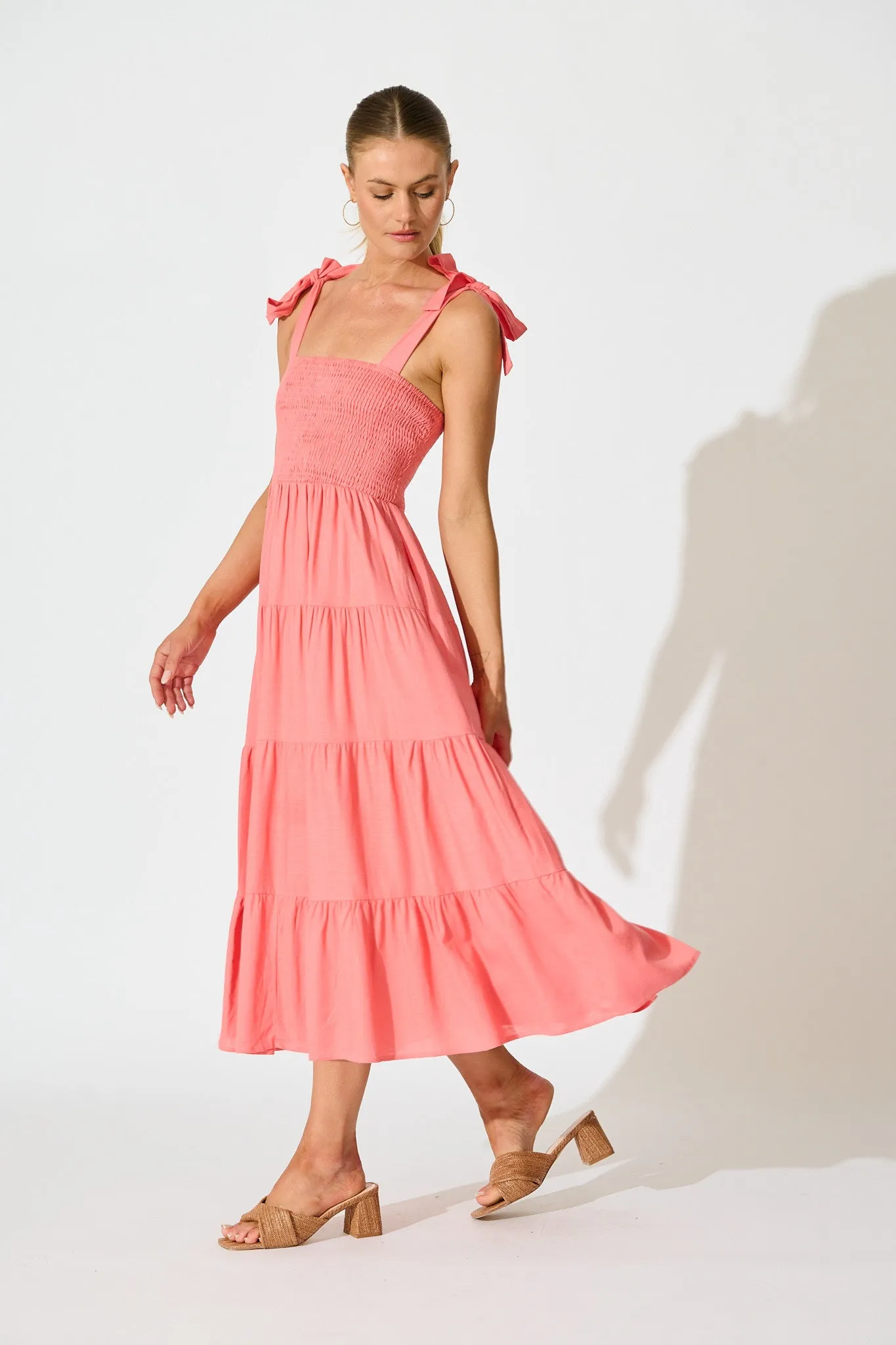 Imali Maxi Sundress in Pink Linen Blend sold by St Frock product image thumbnail 3