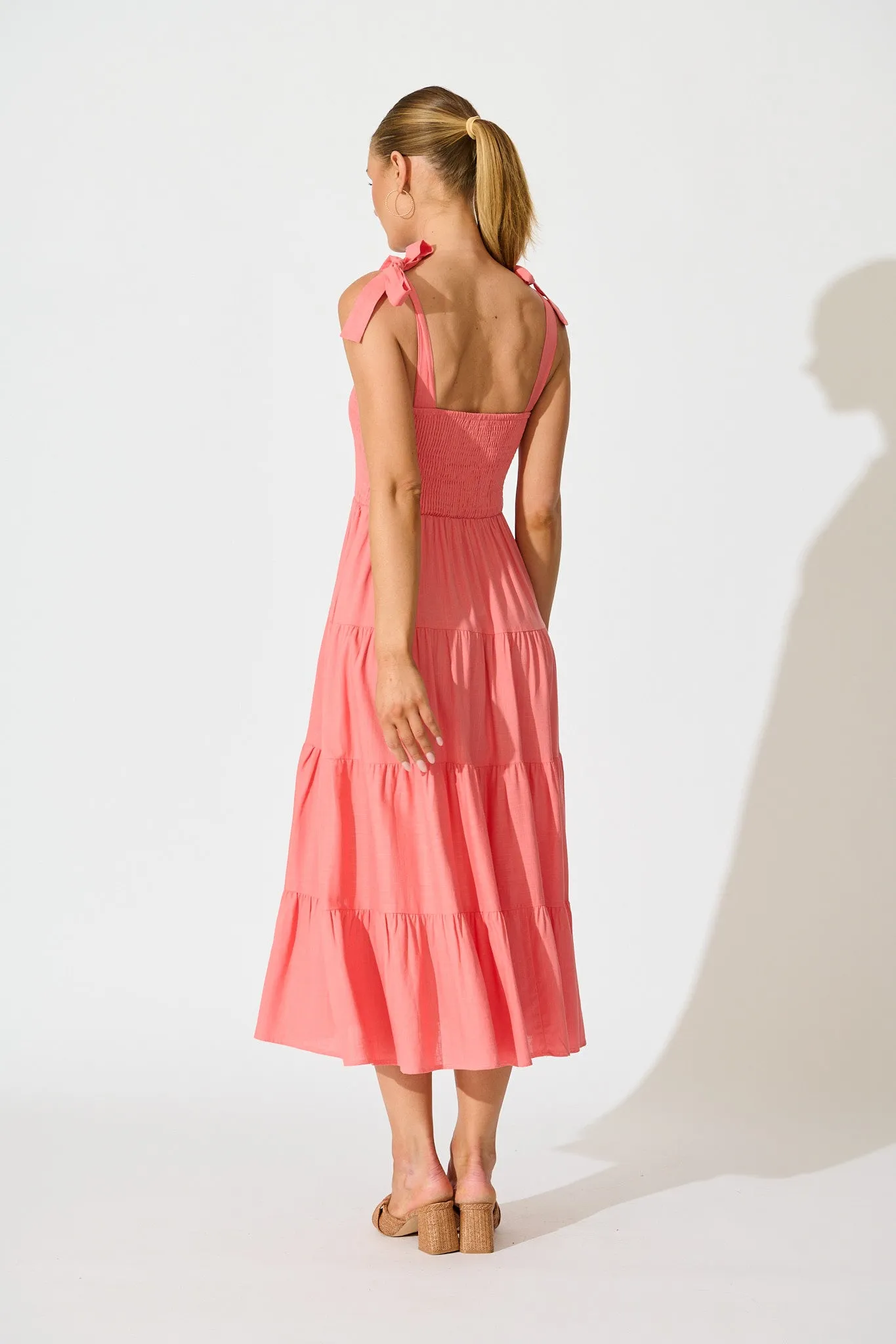 Imali Maxi Sundress in Pink Linen Blend sold by St Frock product image thumbnail 4