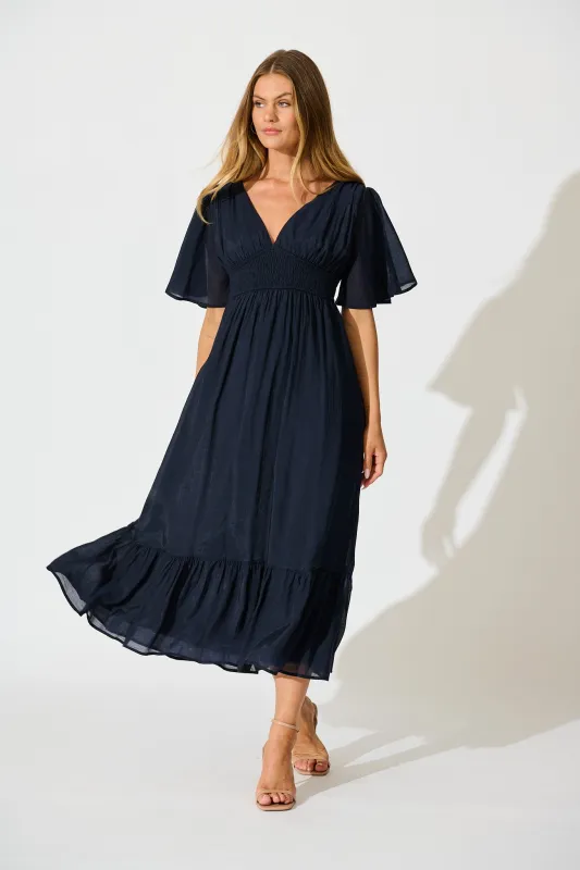 Poesy Maxi Dress in Navy sold by St Frock