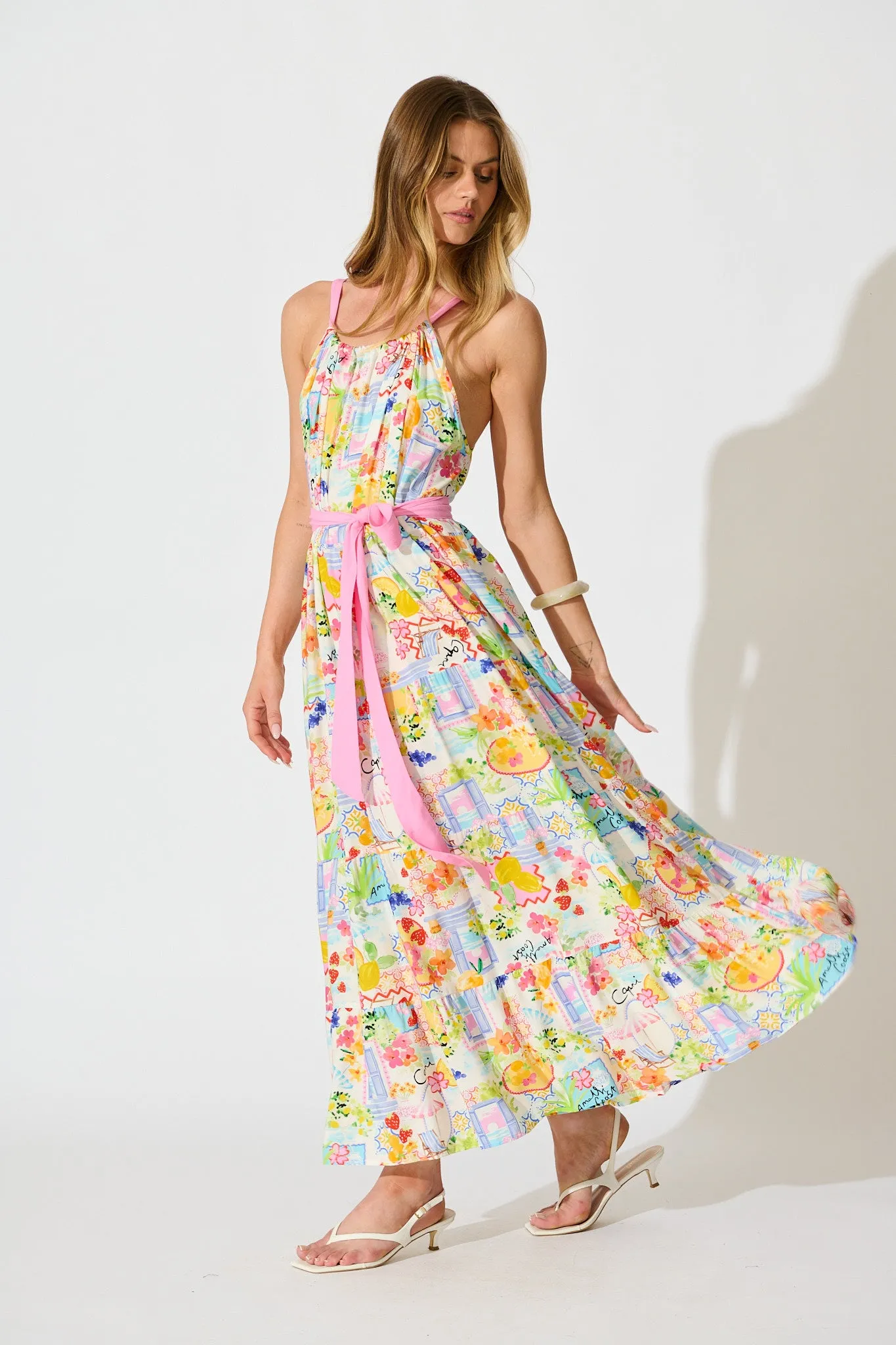 Alena Maxi Dress in Bright Multi Print sold by St Frock product image thumbnail 3