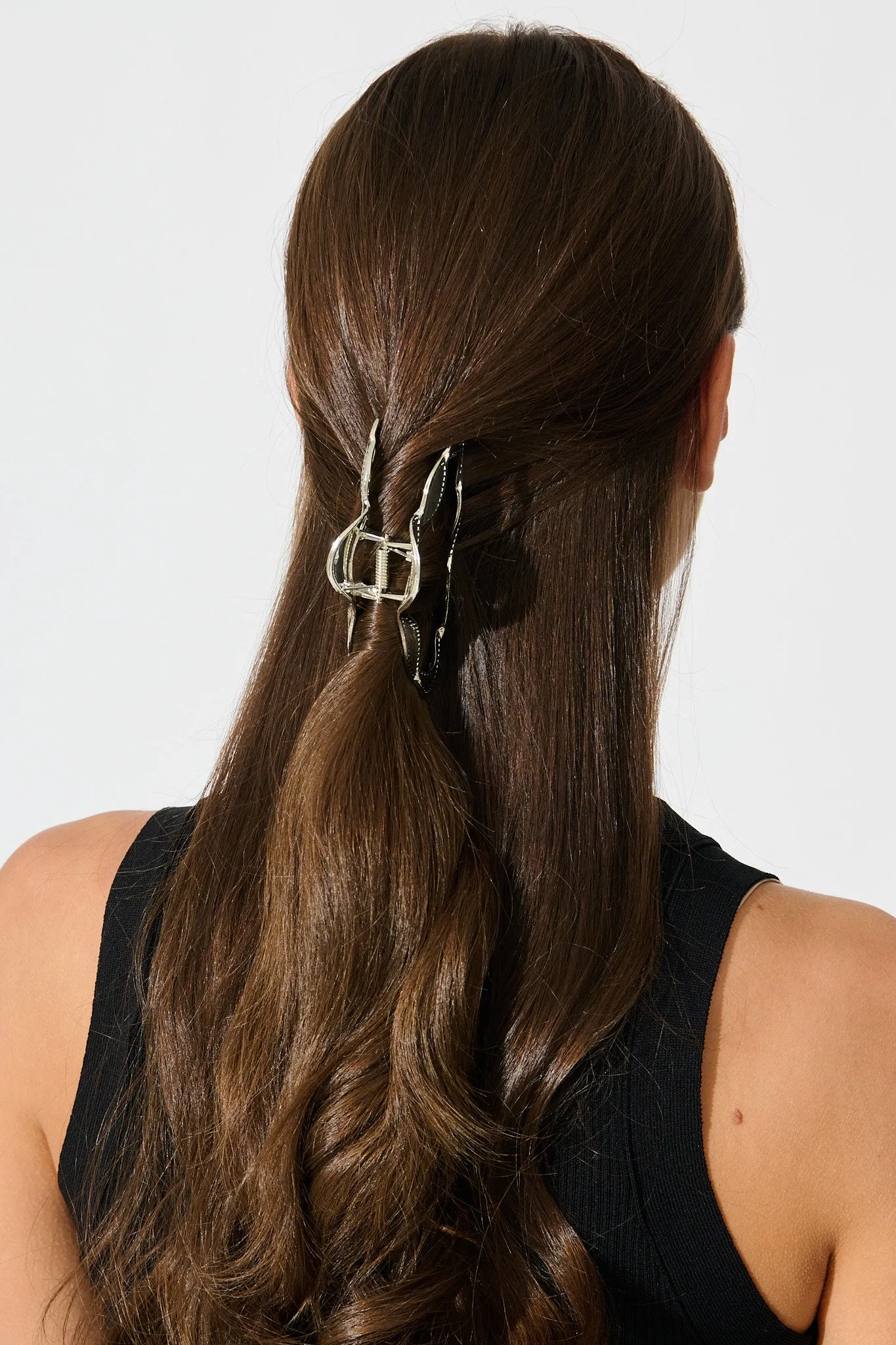 Lovara Metal Hair Claw In Silver sold by St Frock product image thumbnail 2