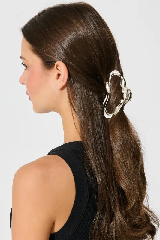 Lovara Metal Hair Claw In Silver sold by St Frock