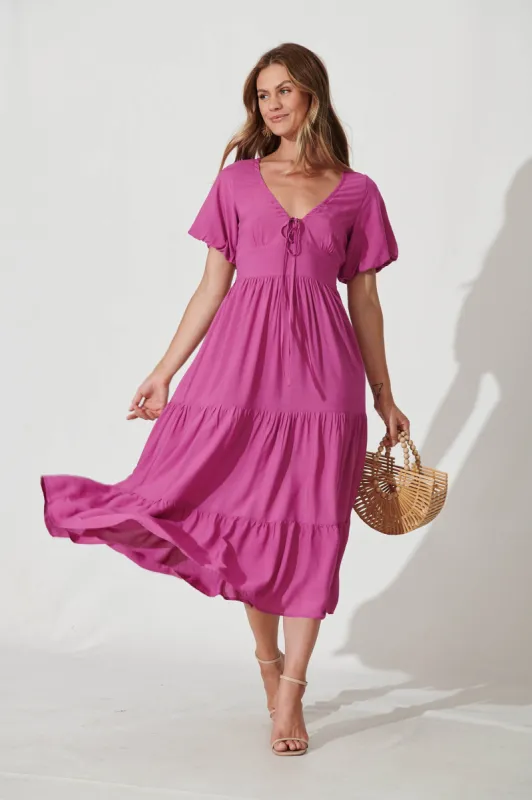 Julia Midi Dress In Magenta sold by St Frock