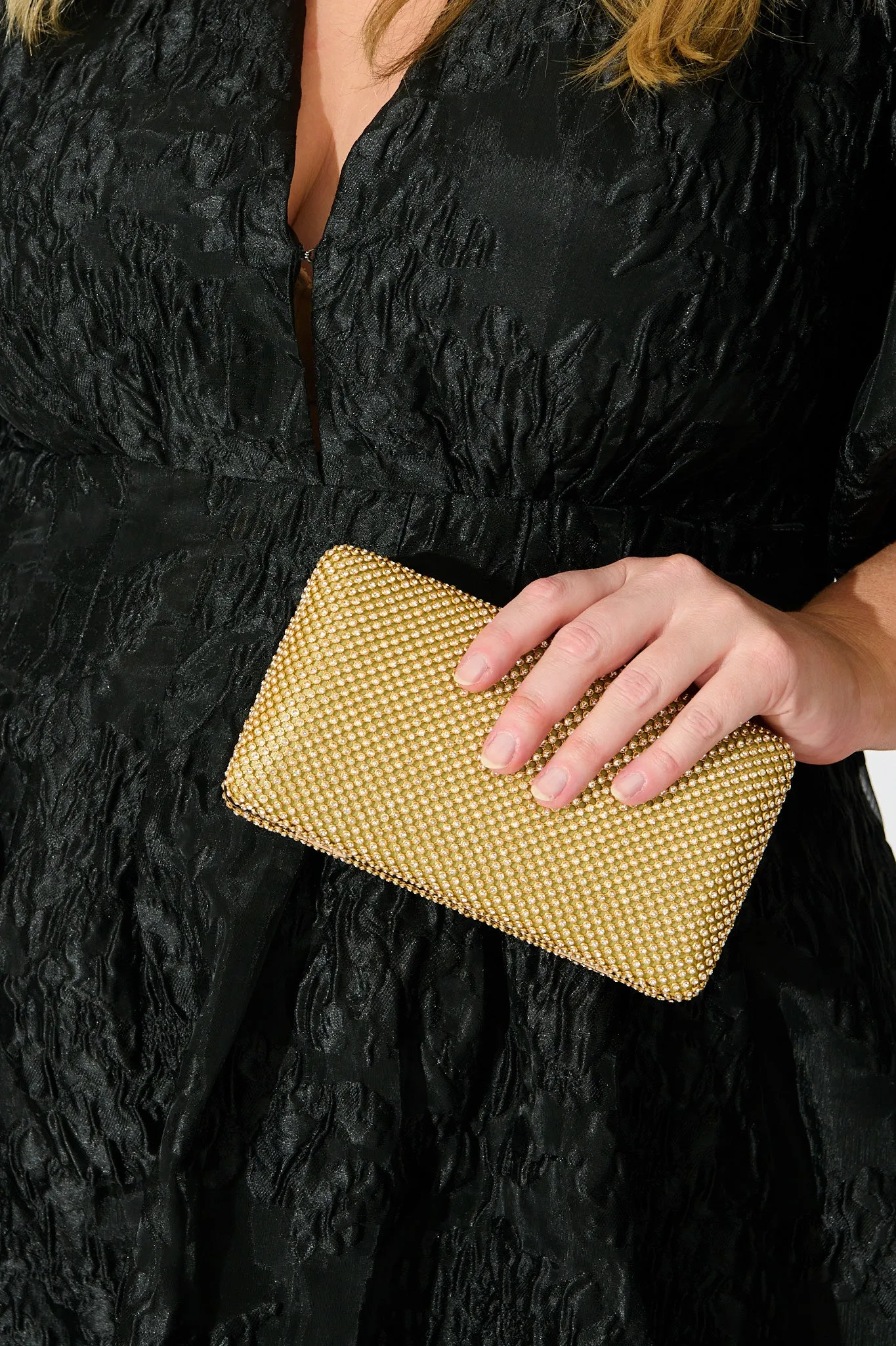 Stella Evening Clutch in Gold Crystal Mesh sold by St Frock product image thumbnail 2