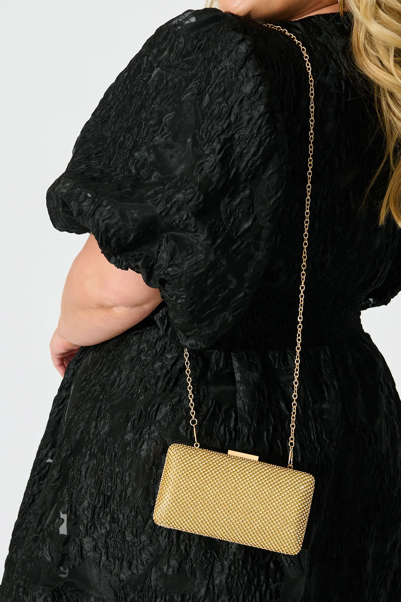 Stella Evening Clutch in Gold Crystal Mesh sold by St Frock product image thumbnail 3