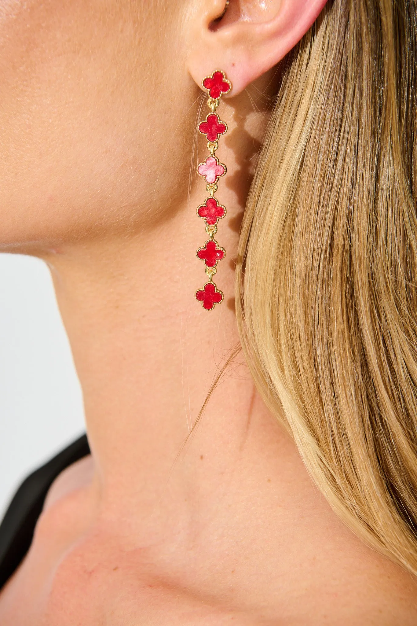 Colette Drop Earrings in Red Clover sold by St Frock product image thumbnail 3