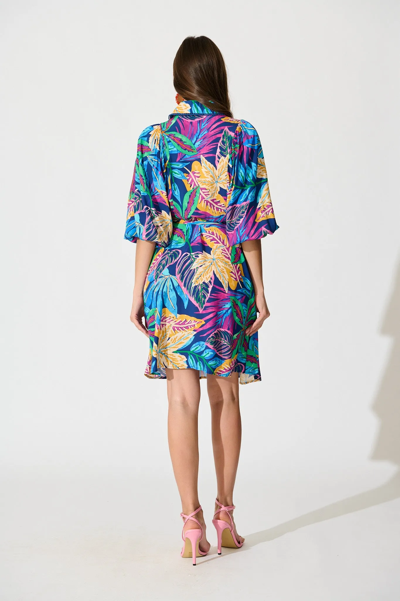 Robilyn Shirt Dress in Blue Multi Print sold by St Frock product image thumbnail 4