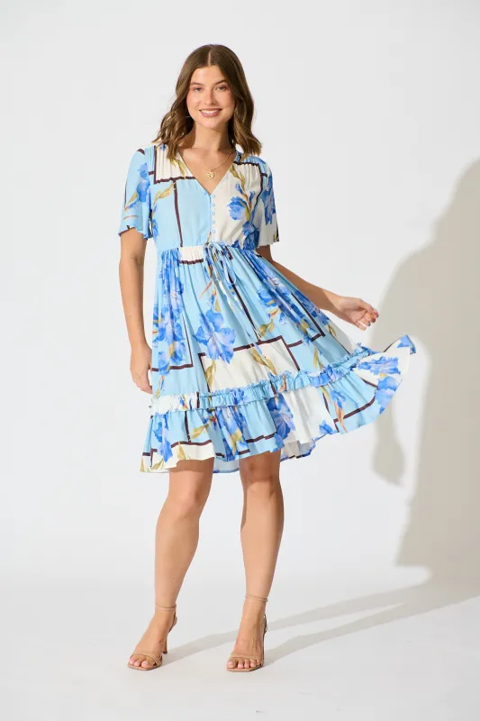 Tiley Dress in Blue Floral Print sold by St Frock