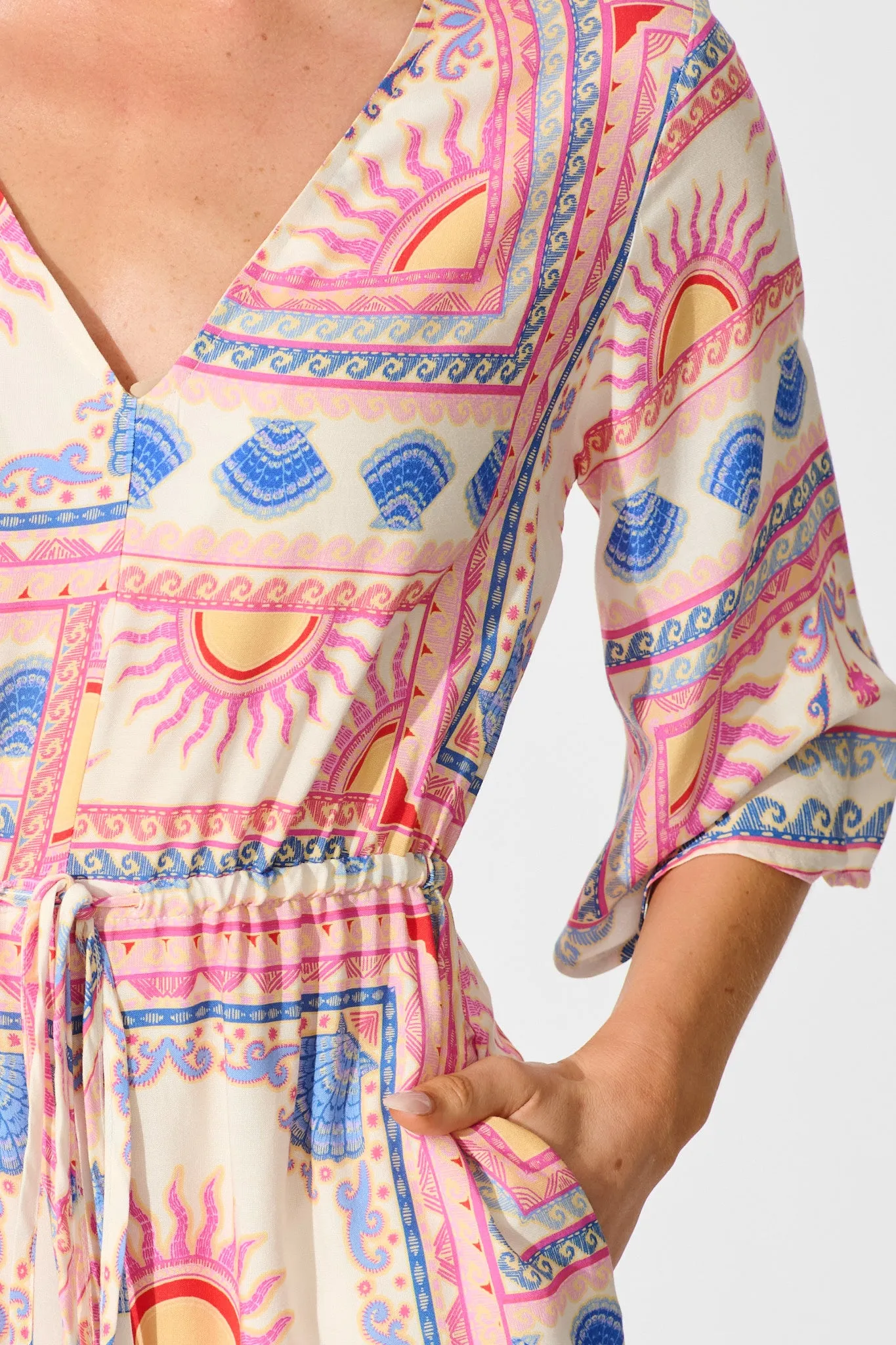 Milos Playsuit in Pink Tile Print sold by St Frock product image thumbnail 5