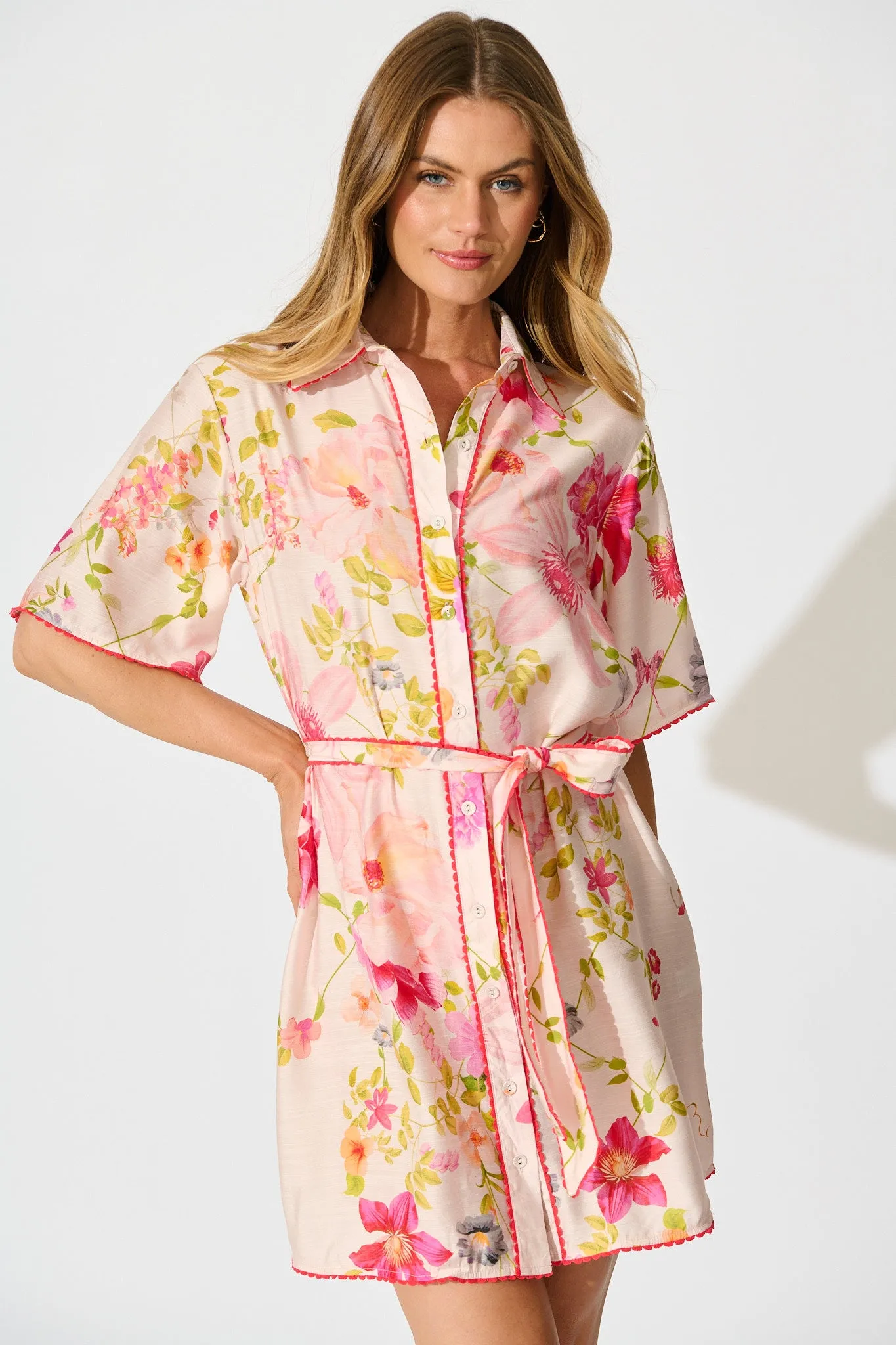 Miela Shirt Dress in Light Blush Floral sold by St Frock product image thumbnail 2