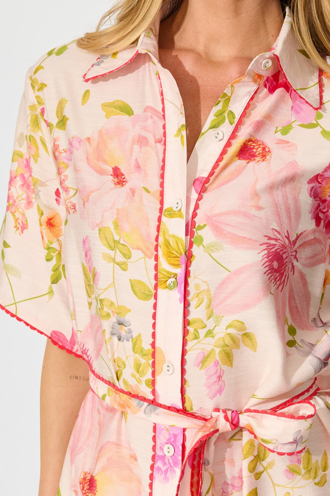 Miela Shirt Dress in Light Blush Floral sold by St Frock product image thumbnail 5