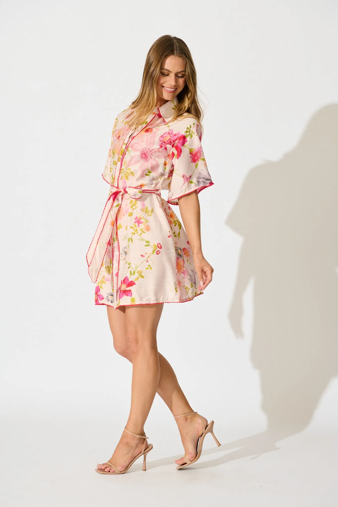 Miela Shirt Dress in Light Blush Floral sold by St Frock product image thumbnail 3